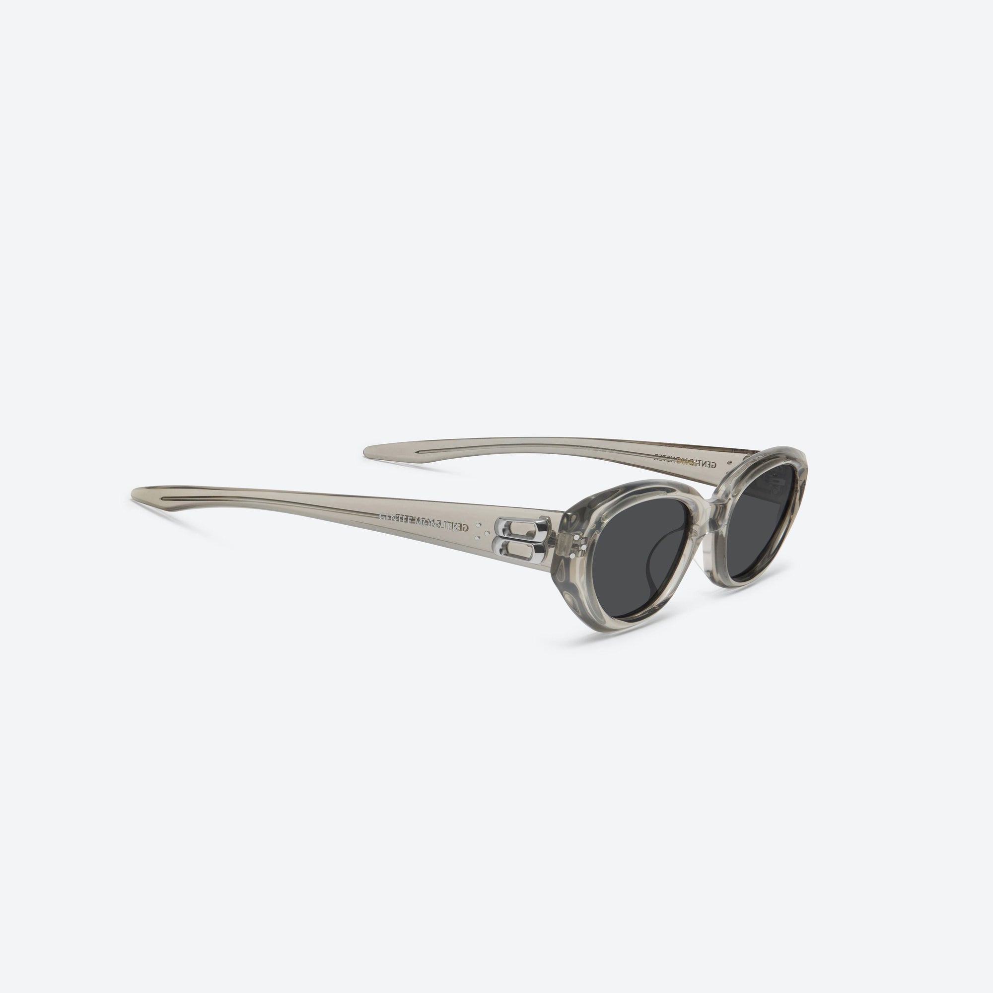 45-degree detailed view of Gentle Monster Duns BRC11 Brown Acetate framed Cat-eye sunglasses.