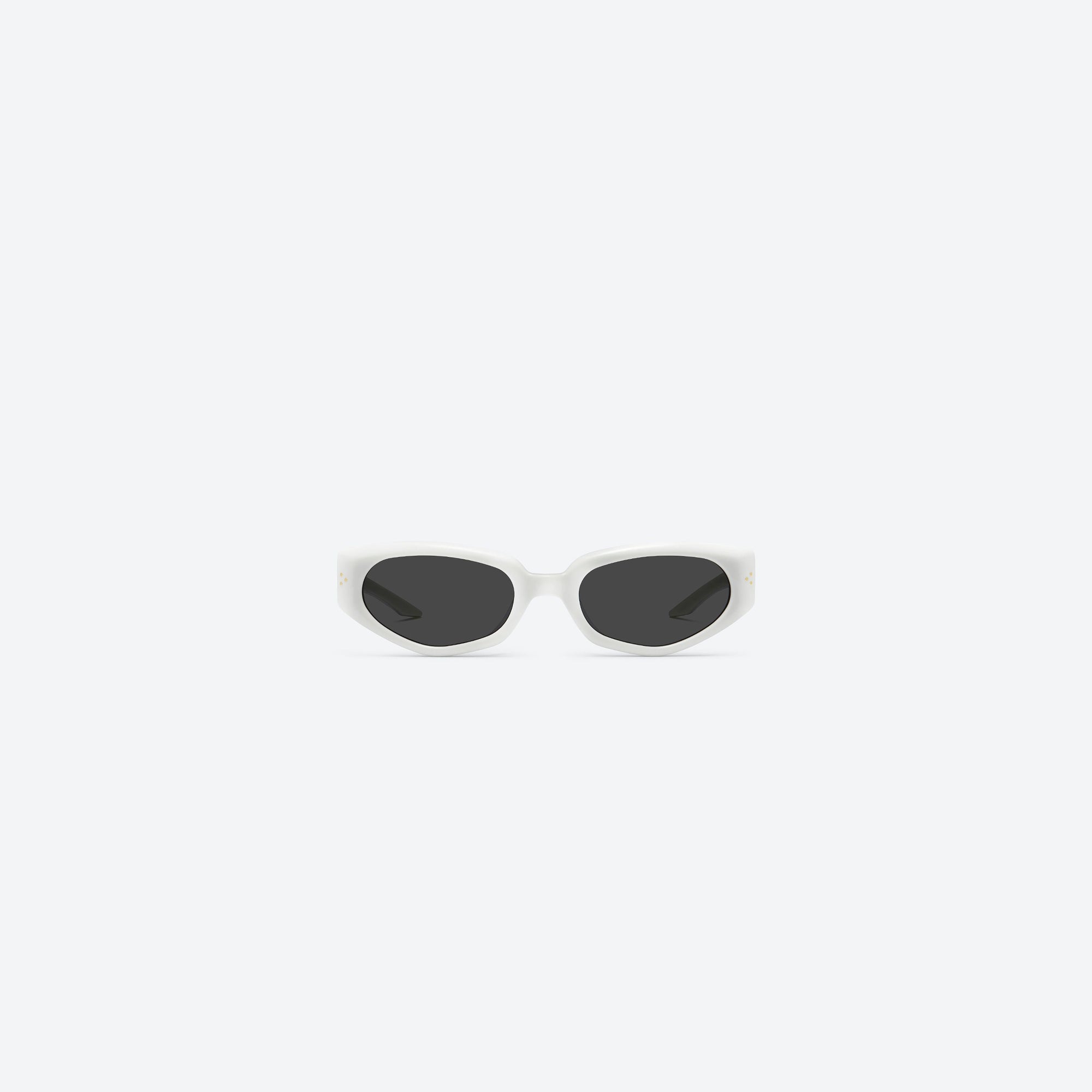 A front view of Gentle Monster Devon W2 White Acetate framed Cat-eye sunglasses.