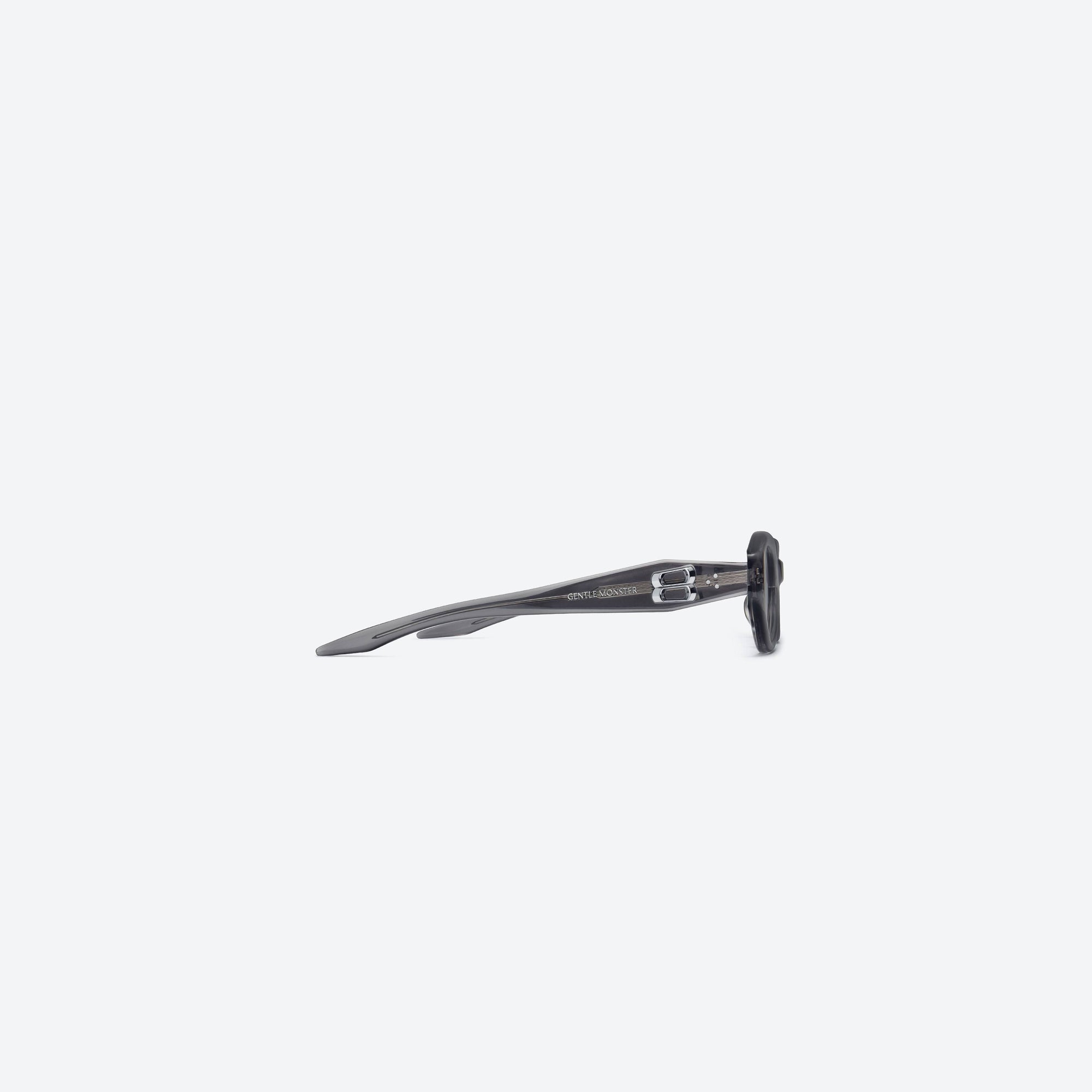A detailed right view of Gentle Monster Vamp GC12 Gray Acetate framed Oval sunglasses.