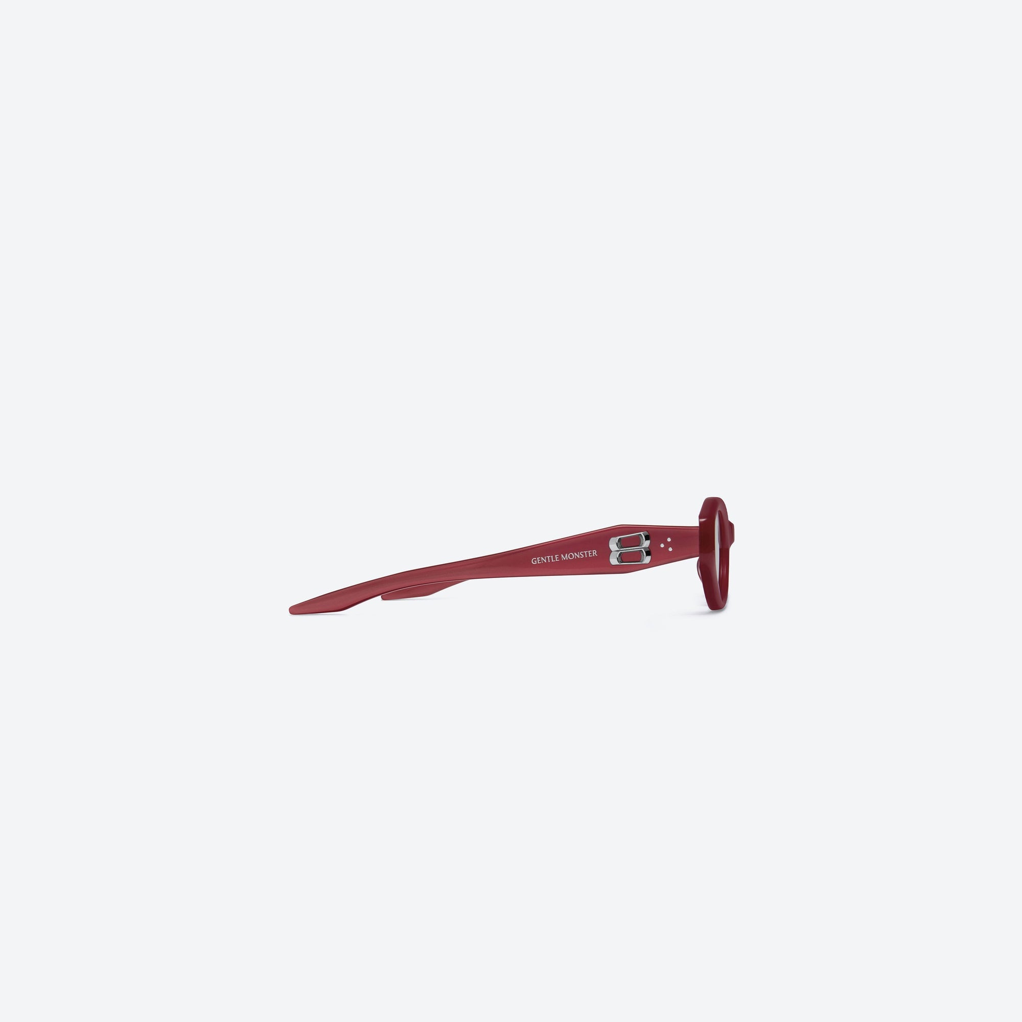 A detailed right view of Gentle Monster Vamp R6 Red Acetate framed Oval sunglasses.