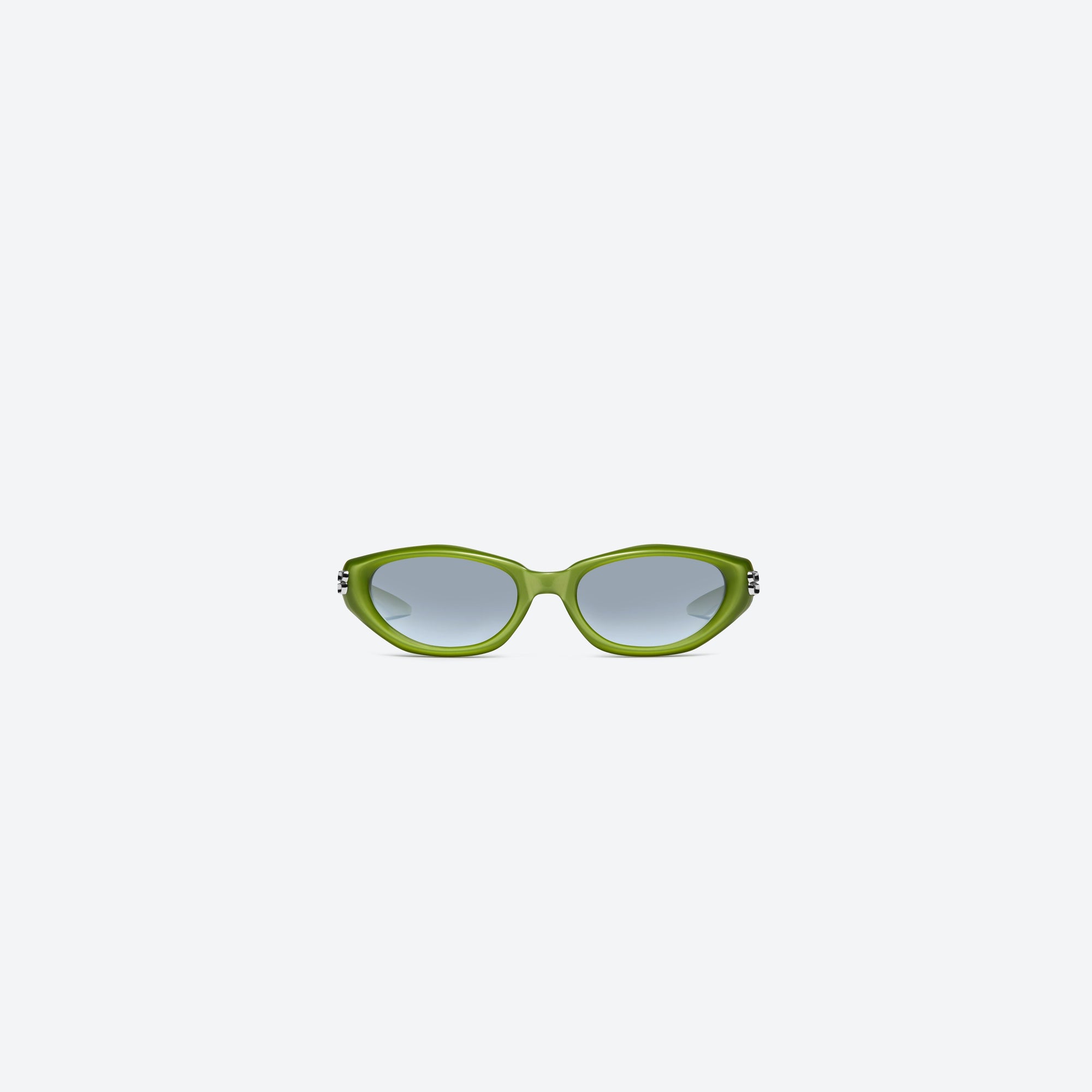A front view of Gentle Monster Sosomo GRC5 Green Acetate framed Oval sunglasses.