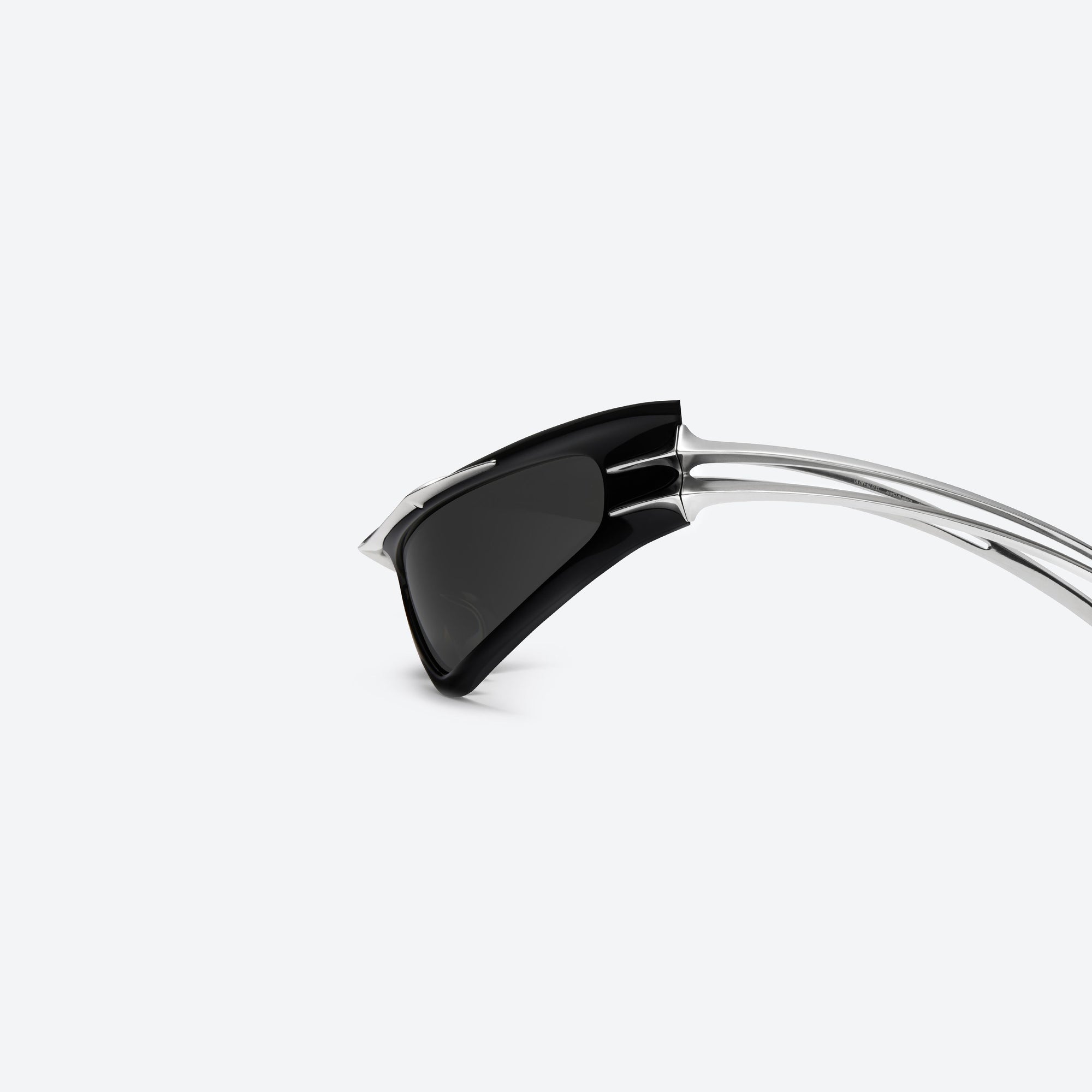 A detailed left view of Gentle Monster T2000 01 Black Mixed framed Wraparound sunglasses.