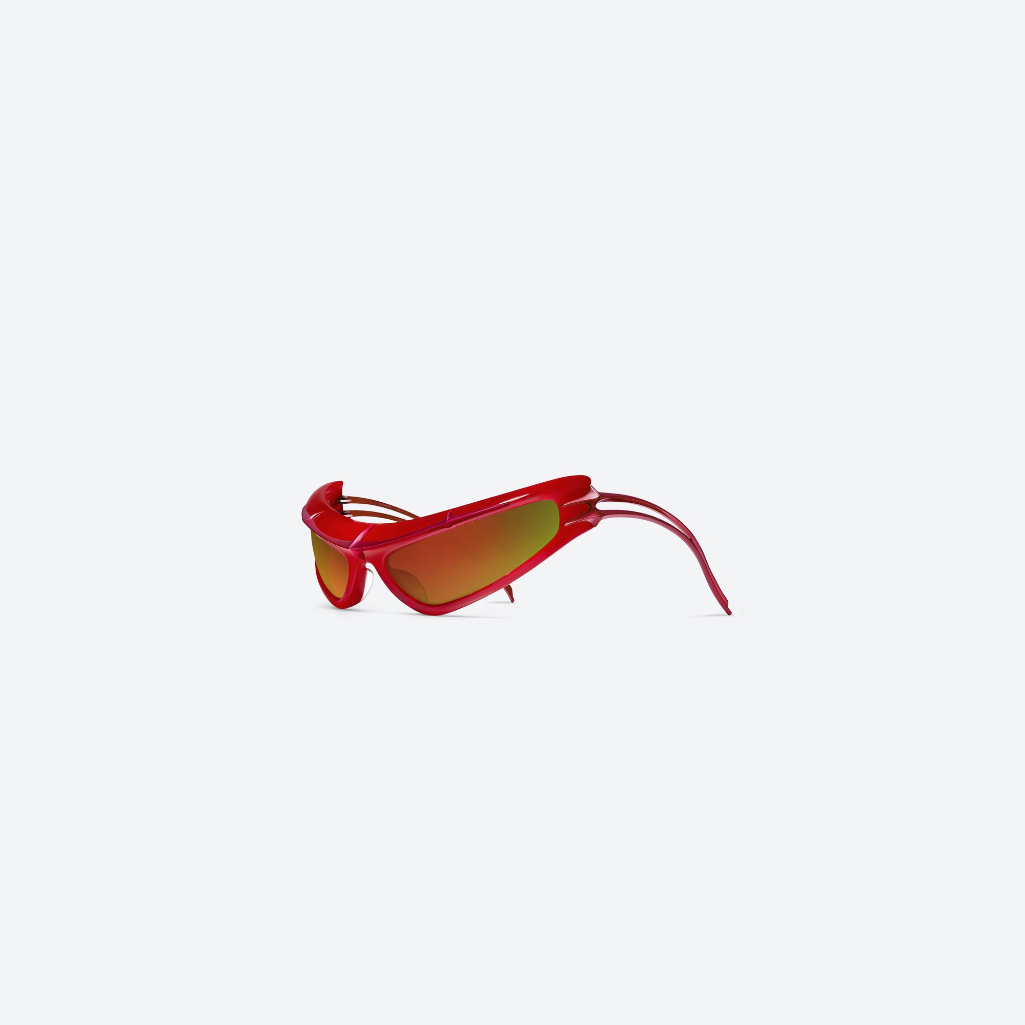 45-degree view of Gentle Monster T2000 R6 Red Mixed framed Wraparound sunglasses.