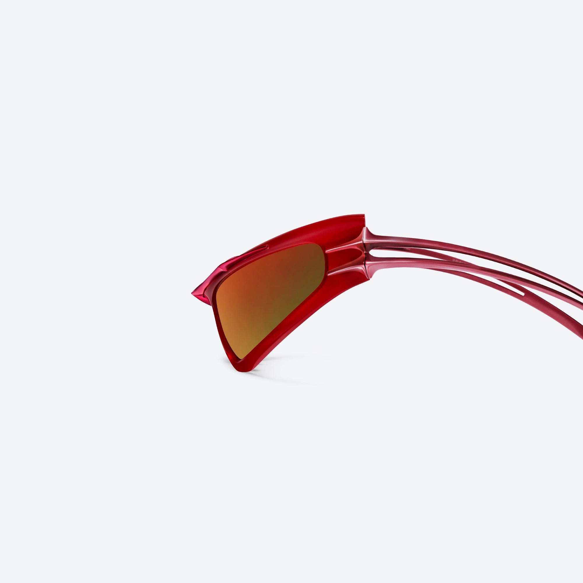 A detailed left view of Gentle Monster T2000 R6 Red Mixed framed Wraparound sunglasses.