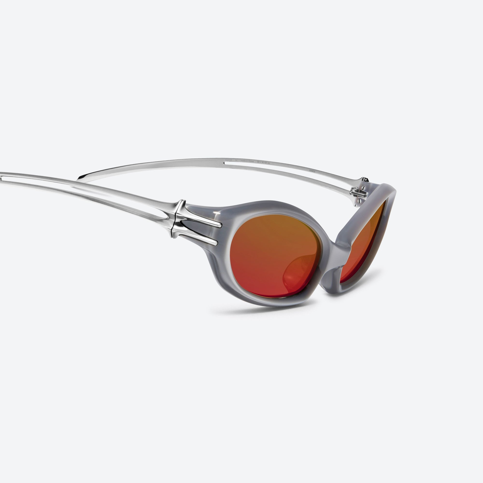 45-degree detailed view of Gentle Monster Ximul G8 Gray Mixed framed Cat-eye sunglasses.