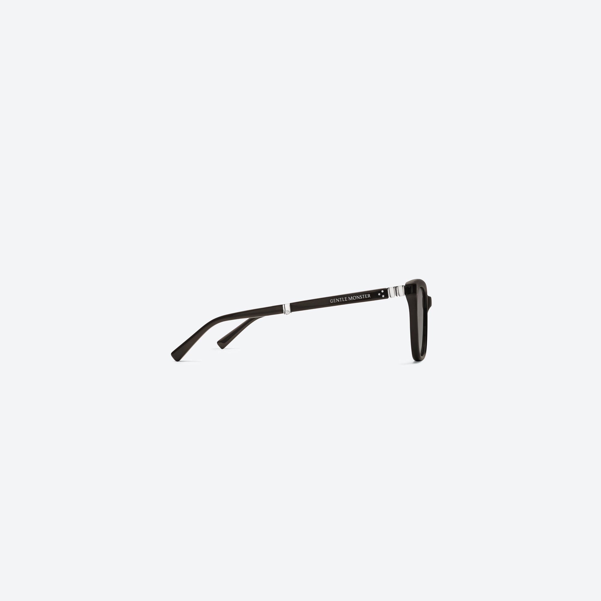 A detailed right view of Gentle Monster Matiny BR3 Brown Acetate framed Square sunglasses.