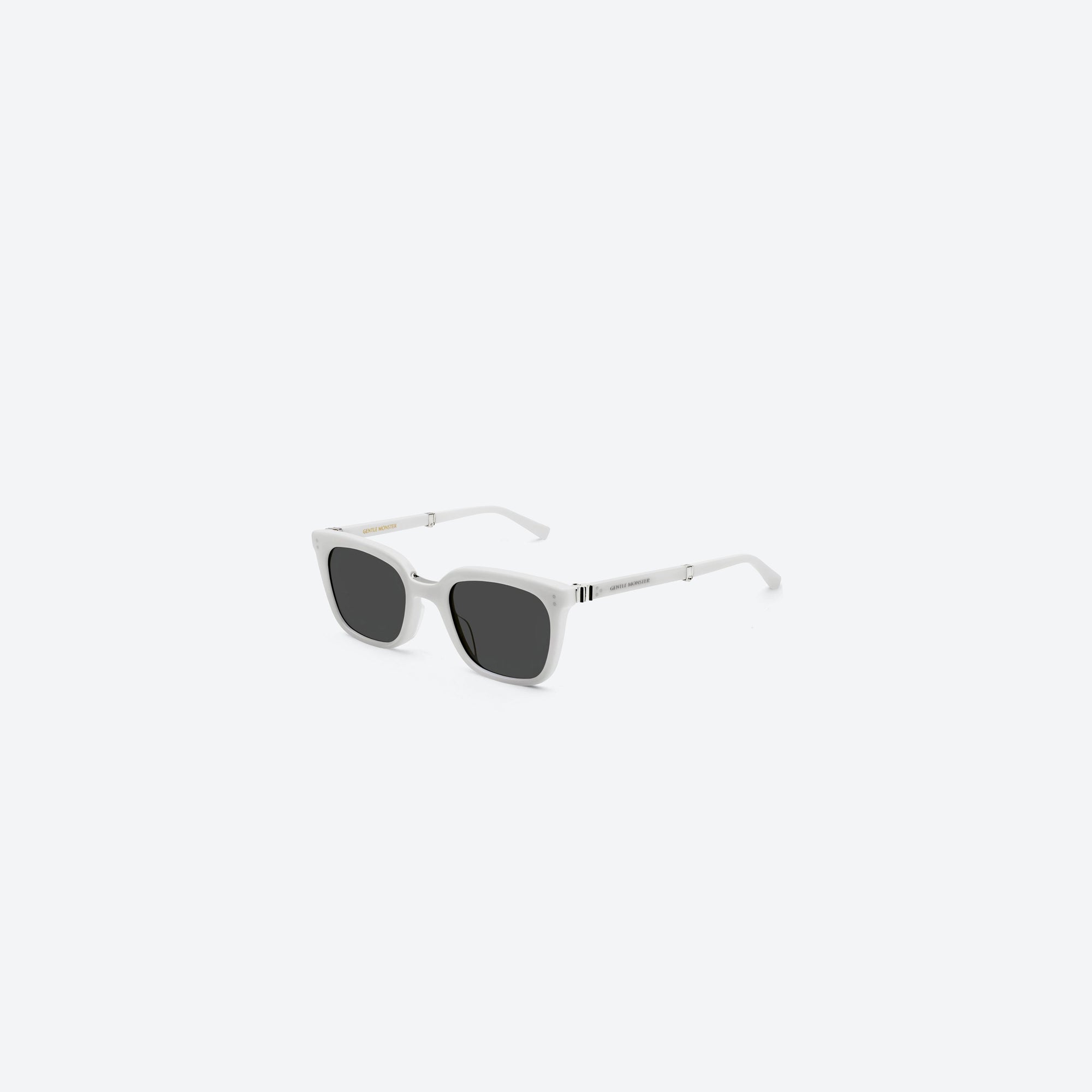 45-degree view of Gentle Monster Matiny W2 White Acetate framed Square sunglasses.