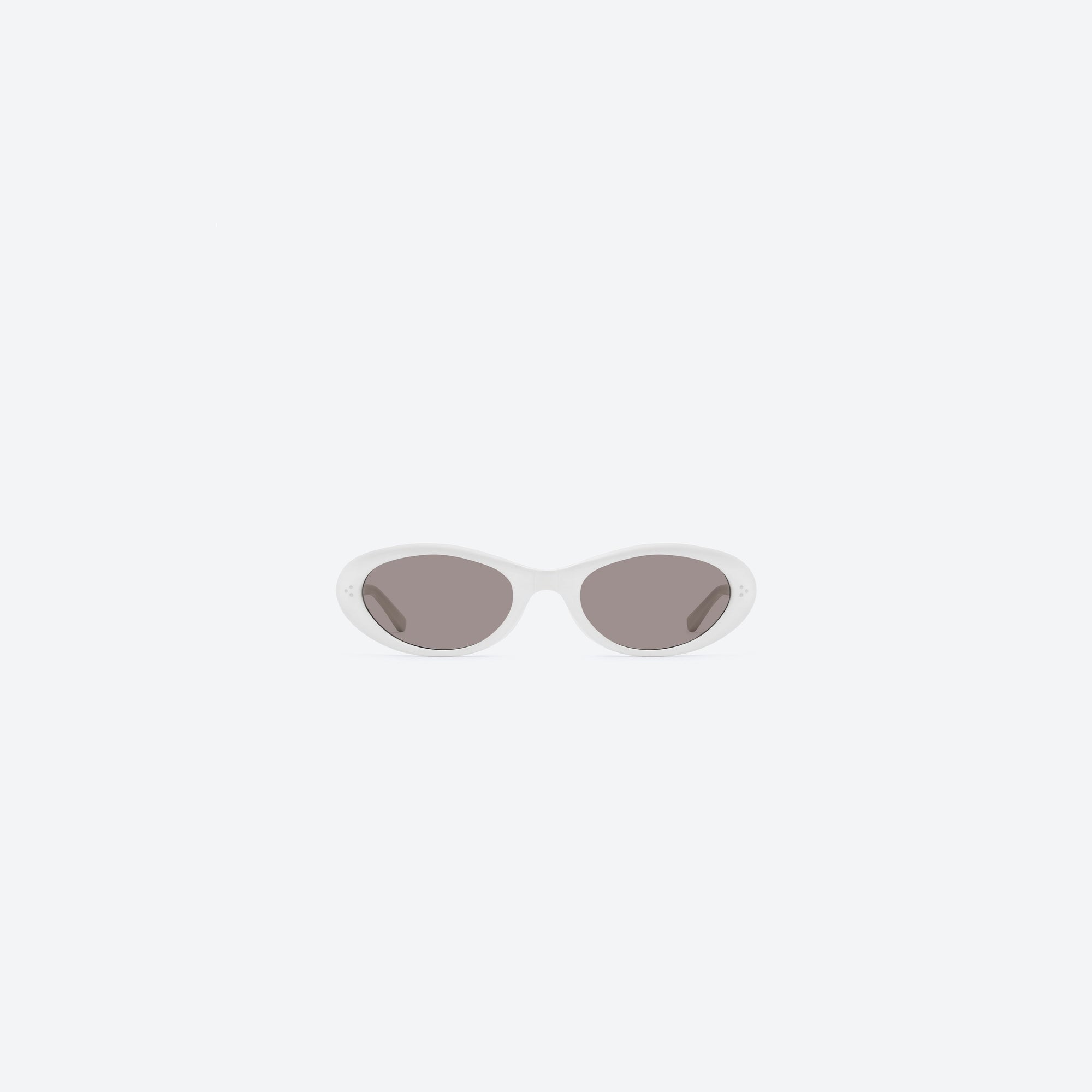 A front view of Gentle Monster Lolang W2 White Acetate framed Oval sunglasses.