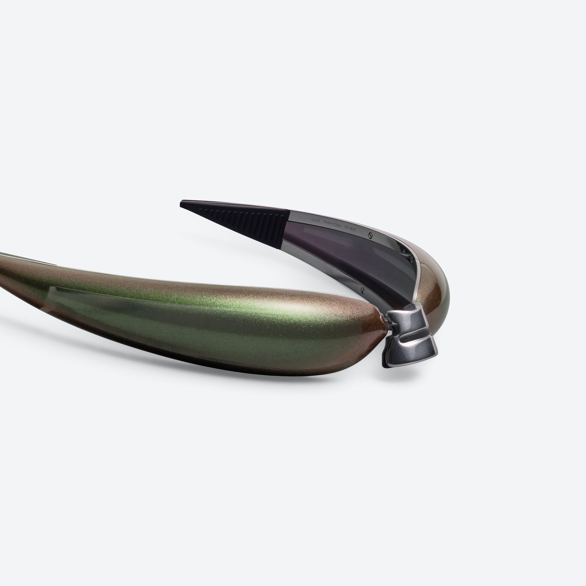 45-degree detailed view of Gentle Monster Siguer 02 Silver Metal framed Wraparound sunglasses.