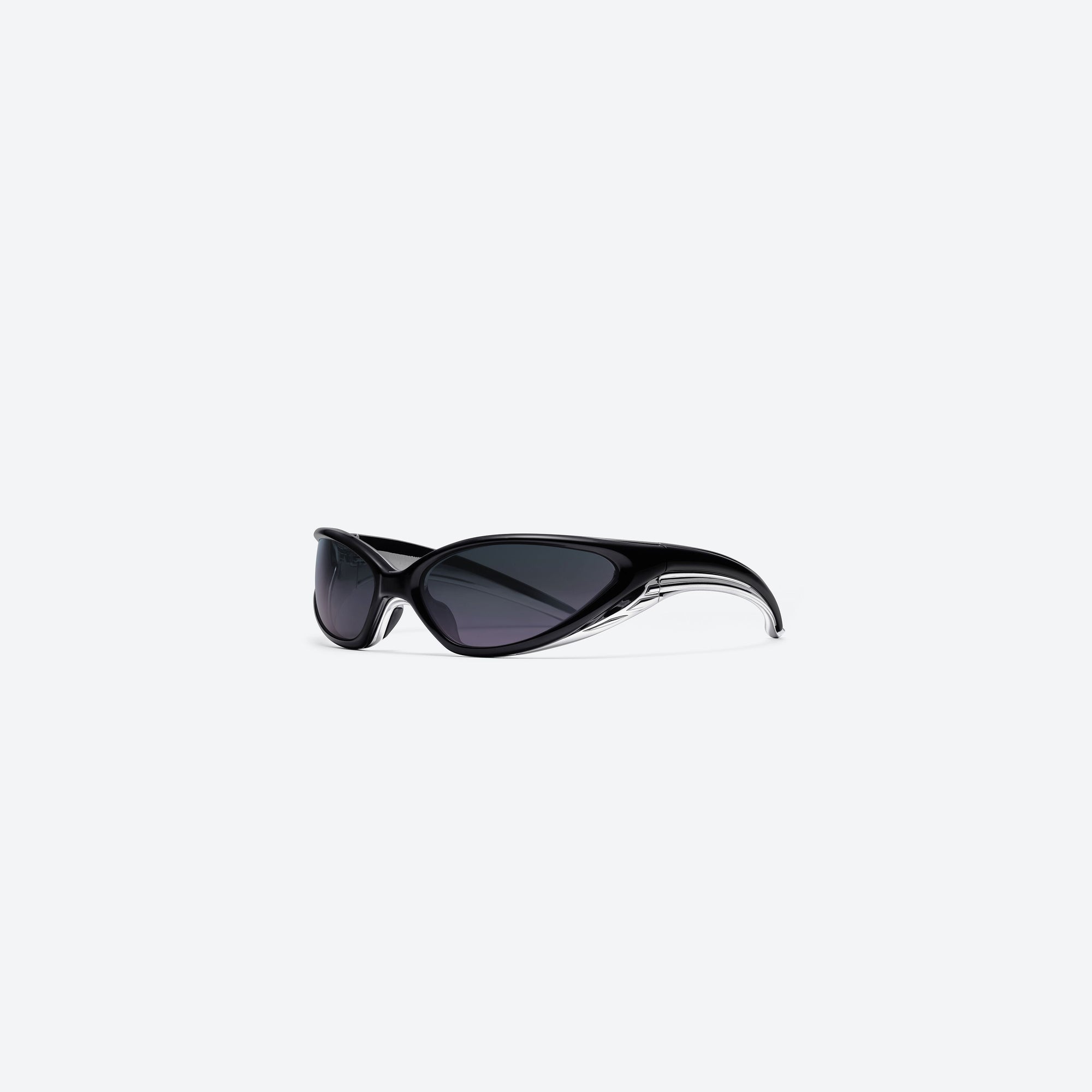 45-degree view of Gentle Monster Apex 01 Black Nylon framed Wraparound sunglasses.