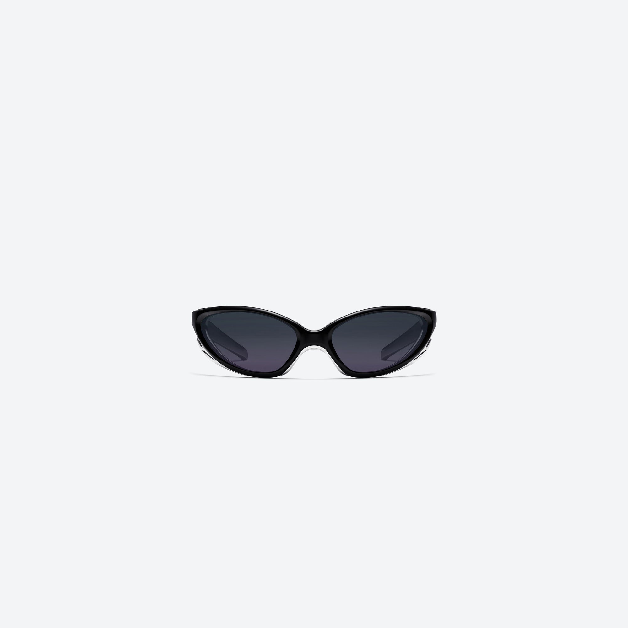 A front view of Gentle Monster Apex 01 Black Nylon framed Wraparound sunglasses.