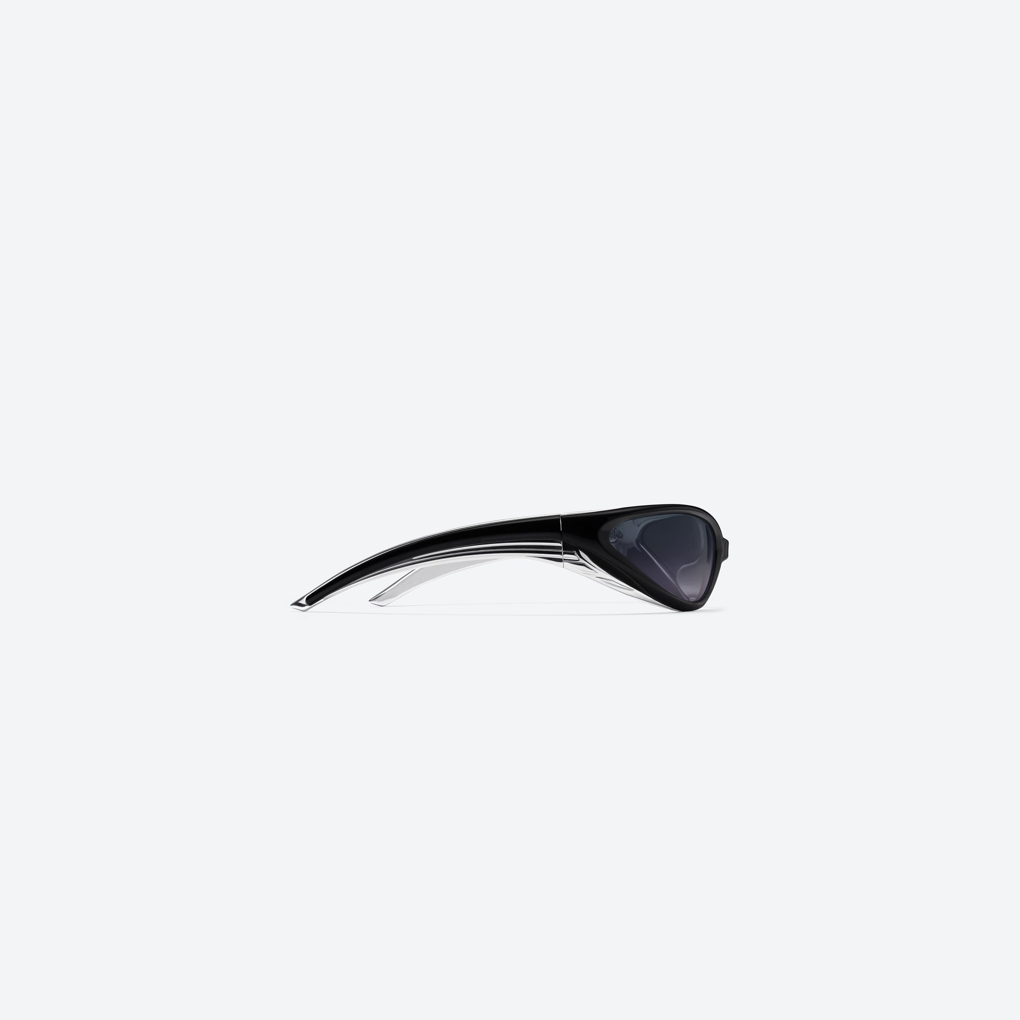 A detailed right view of Gentle Monster Apex 01 Black Nylon framed Wraparound sunglasses.