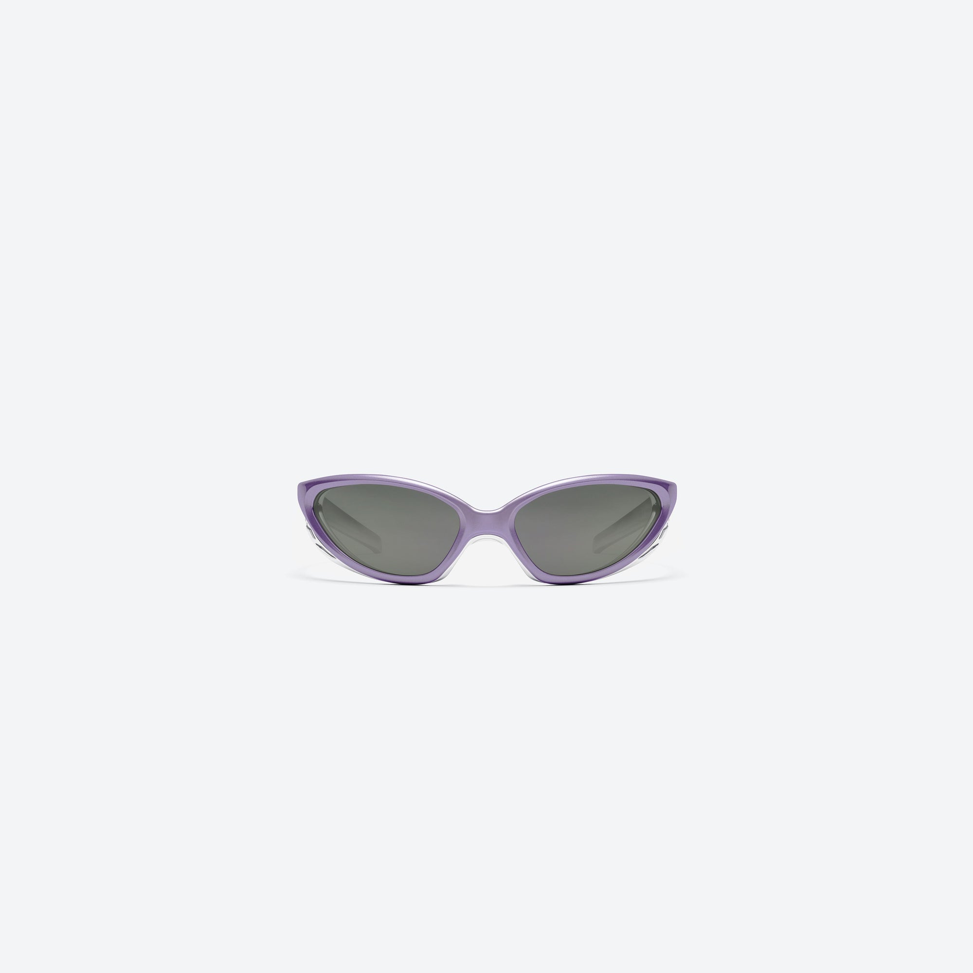 A front view of Gentle Monster Apex V6 Purple Nylon framed Wraparound sunglasses.