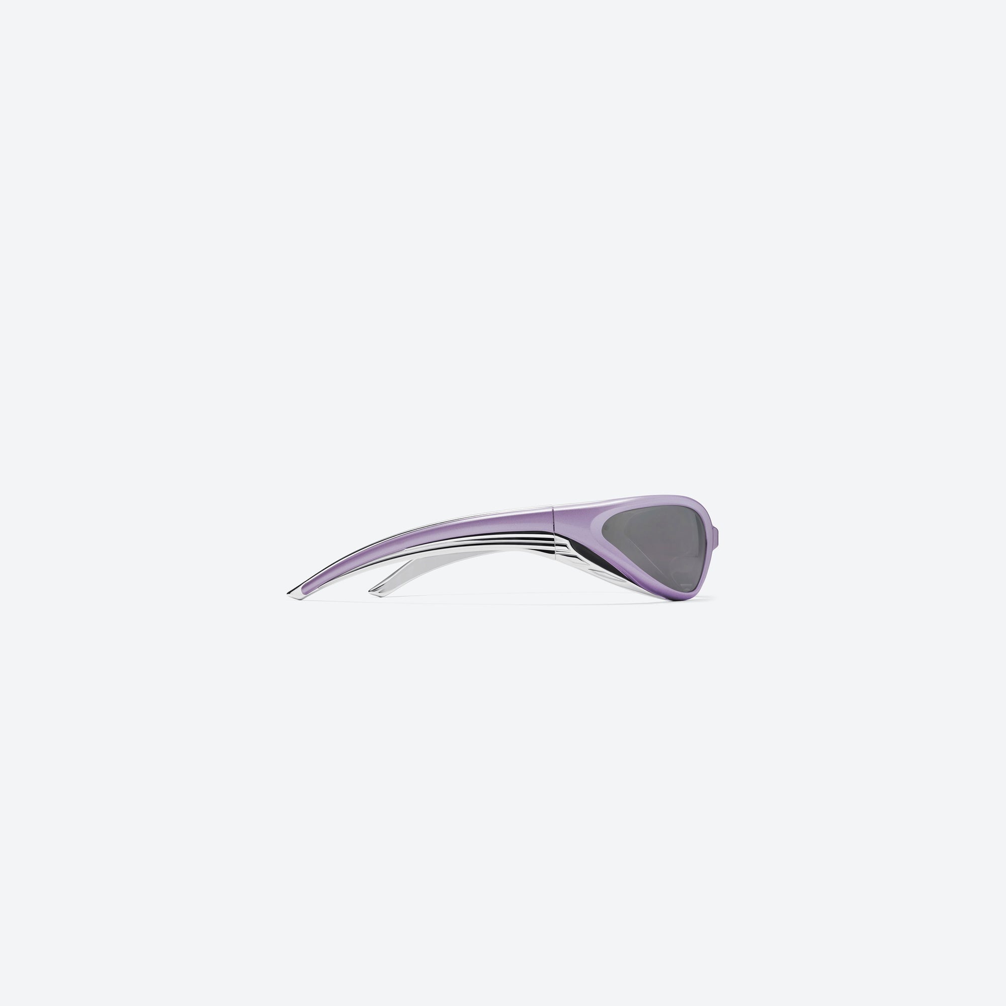 A detailed right view of Gentle Monster Apex V6 Purple Nylon framed Wraparound sunglasses.