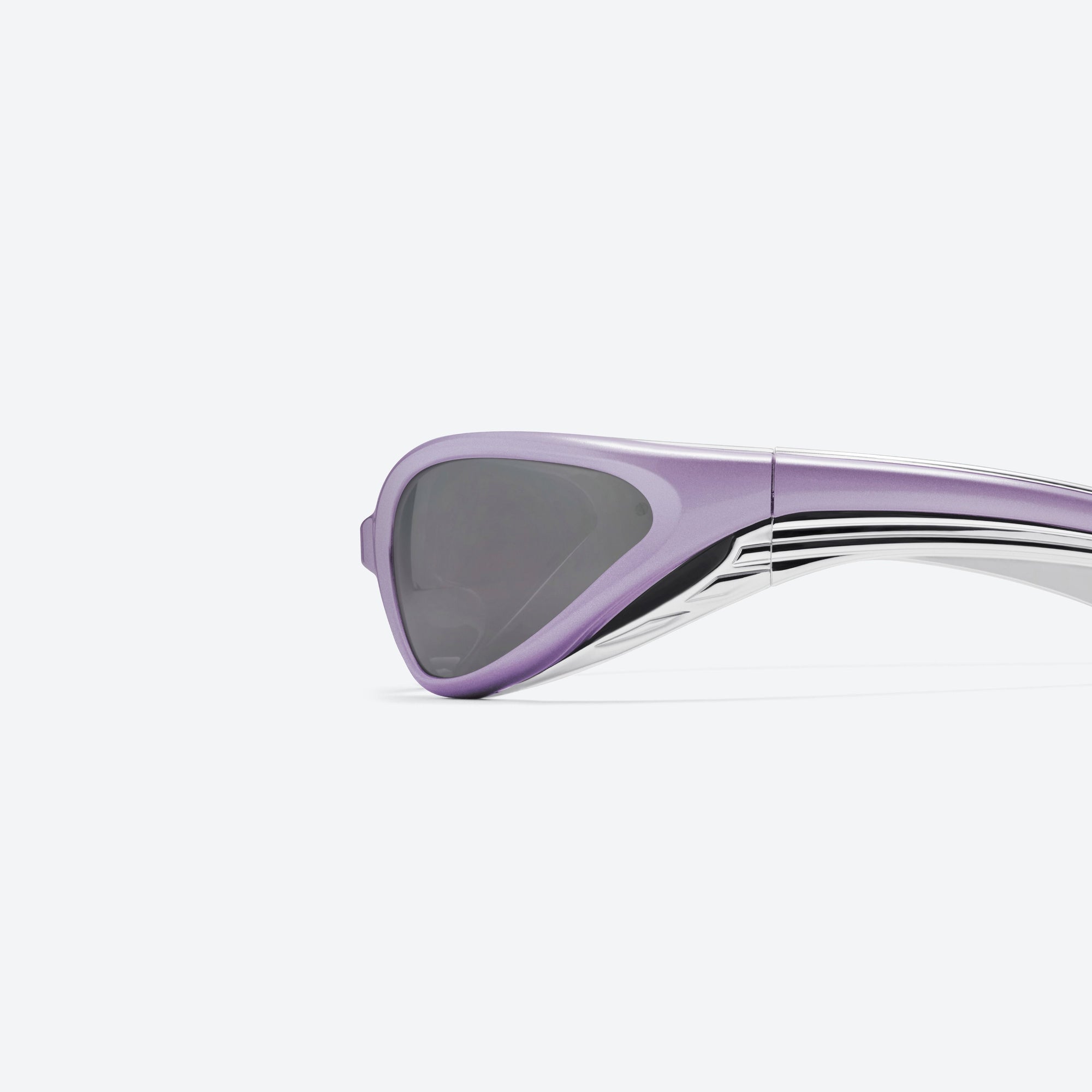 A detailed left view of Gentle Monster Apex V6 Purple Nylon framed Wraparound sunglasses.