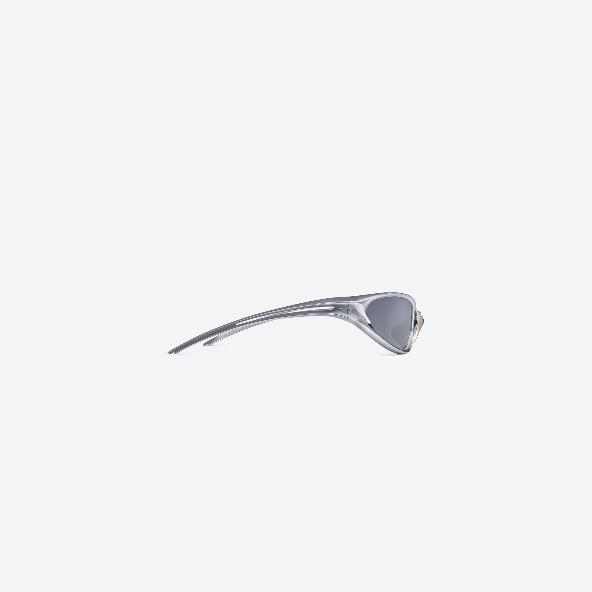 A detailed right view of Gentle Monster Species MSV2 Silver Nylon framed Wraparound sunglasses.