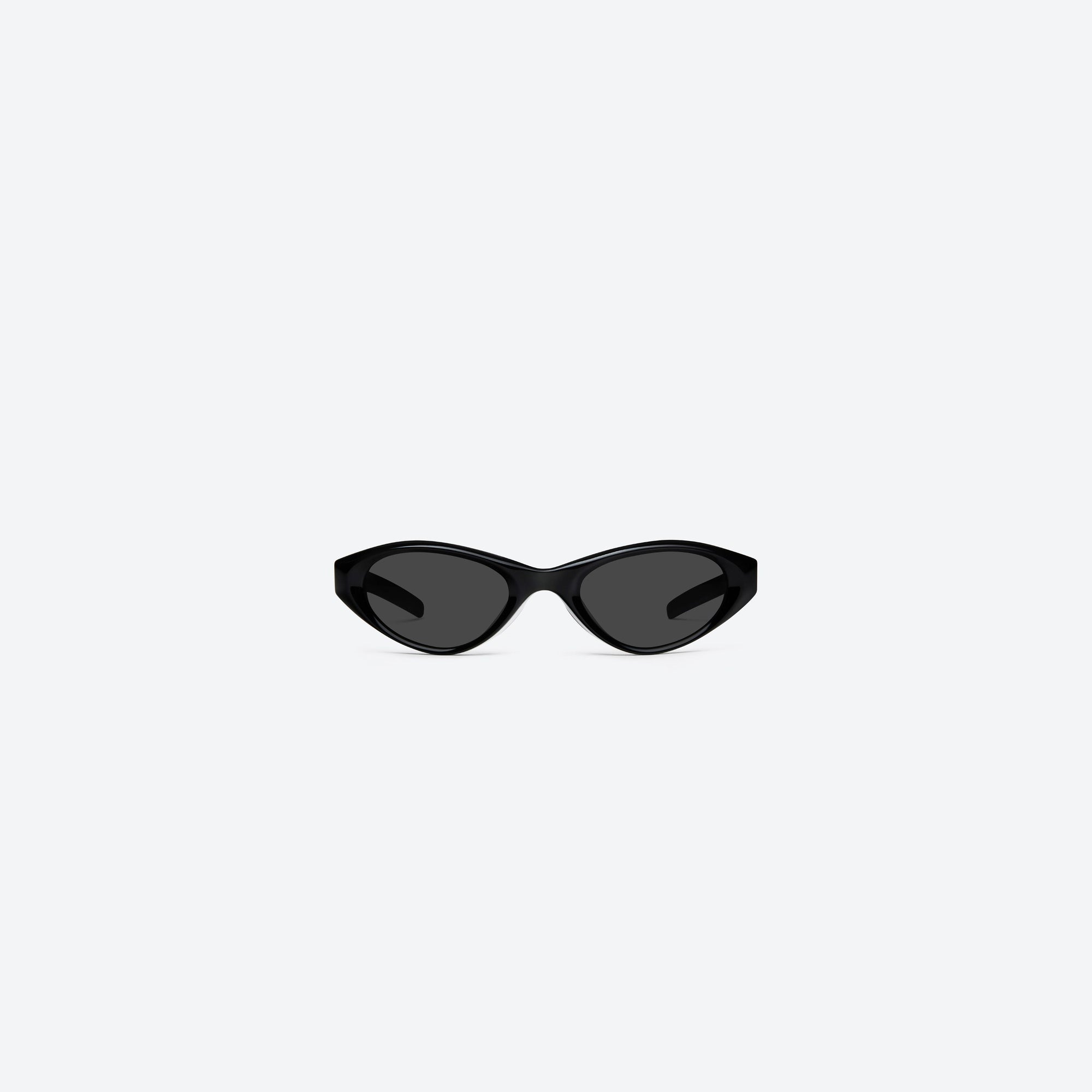A front view of Gentle Monster Eq 01 Black Acetate framed Cat-eye sunglasses.