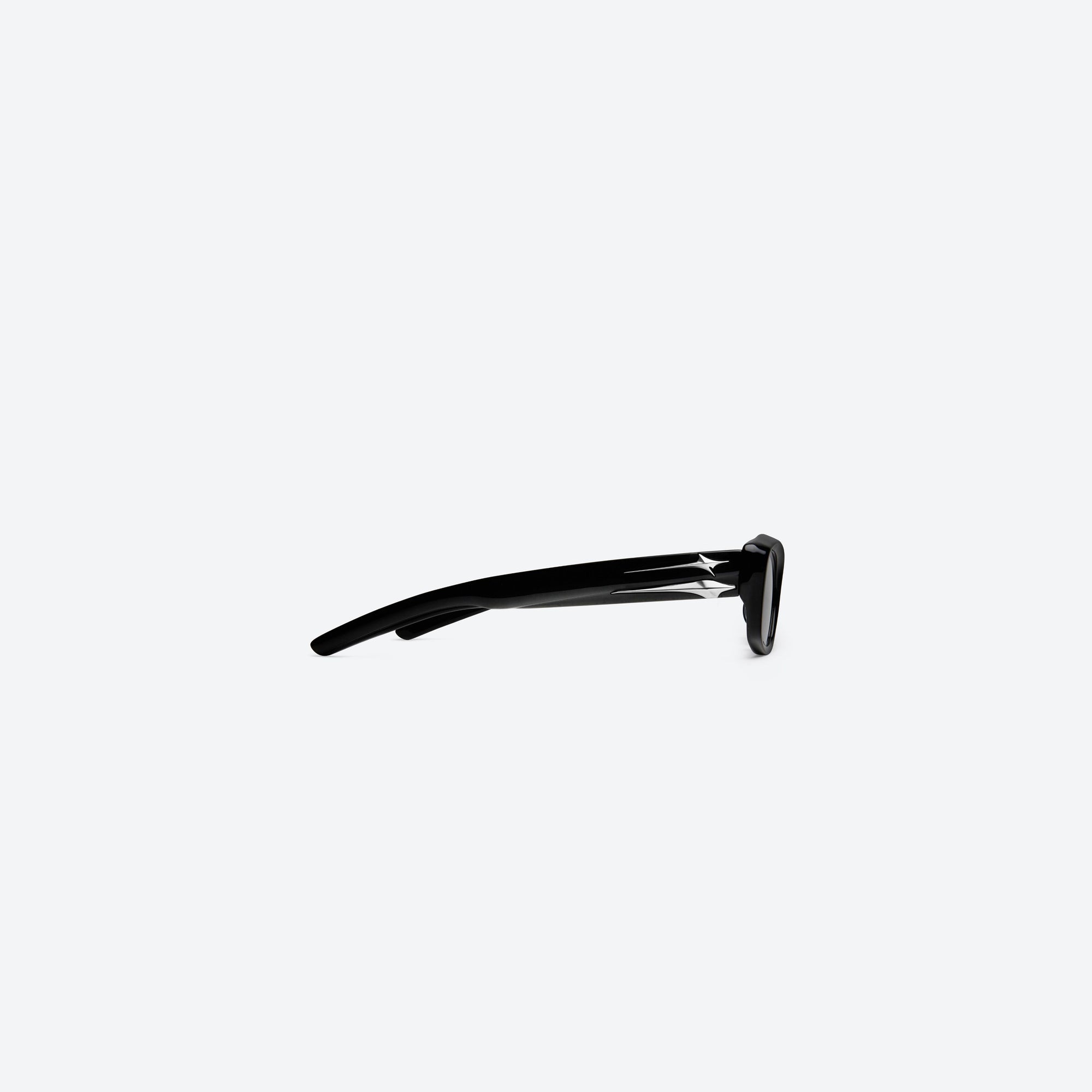 A detailed right view of Gentle Monster Lix 01 Black Acetate framed Square sunglasses.
