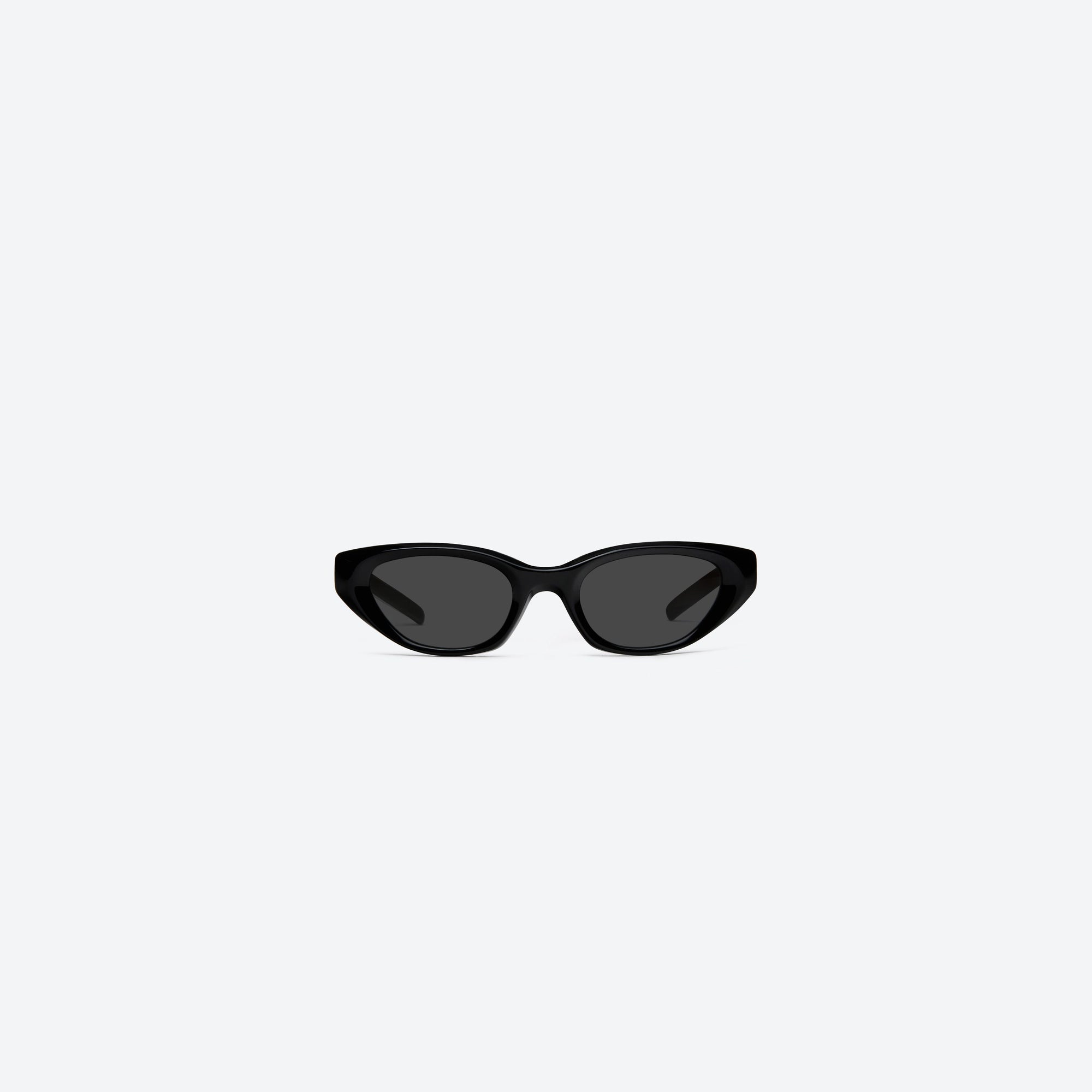 A front view of Gentle Monster Verse 01 Black Acetate framed Cat-eye sunglasses.