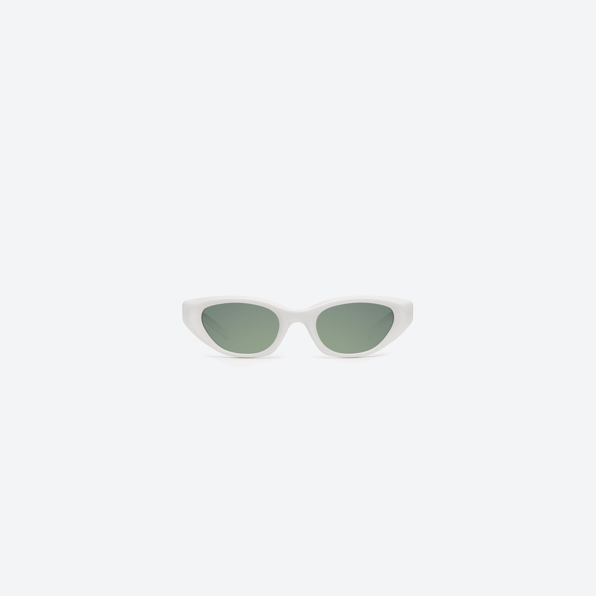 A front view of Gentle Monster Verse W2 White Acetate framed Cat-eye sunglasses.