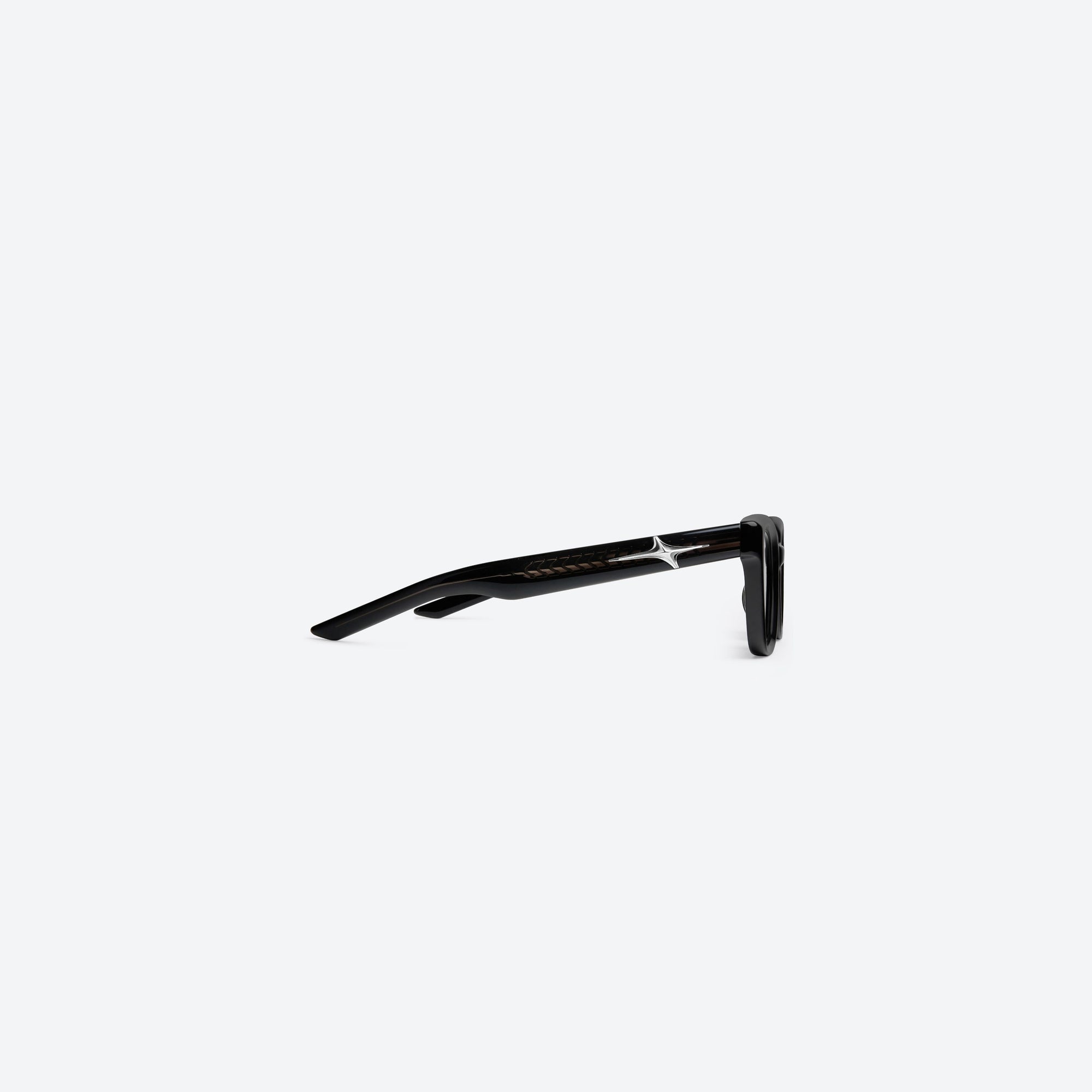 A detailed right view of Gentle Monster Hesse 01 Black Acetate framed Square sunglasses.
