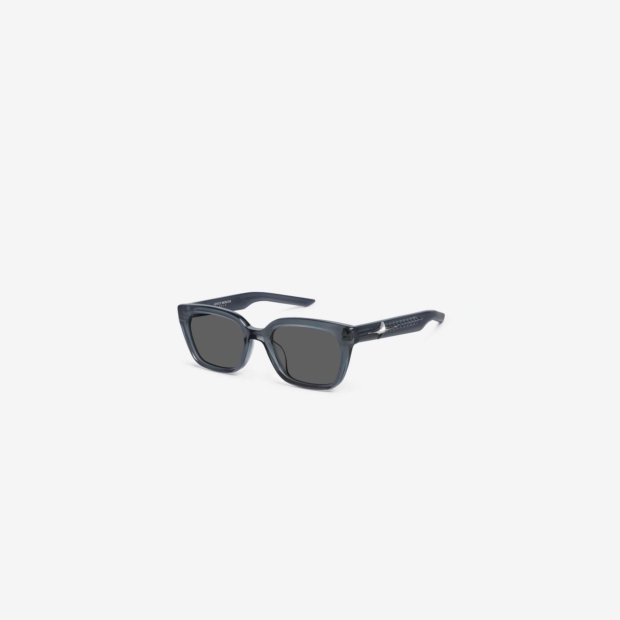 45-degree view of Gentle Monster Hesse GC13 Gray Acetate framed Square sunglasses.