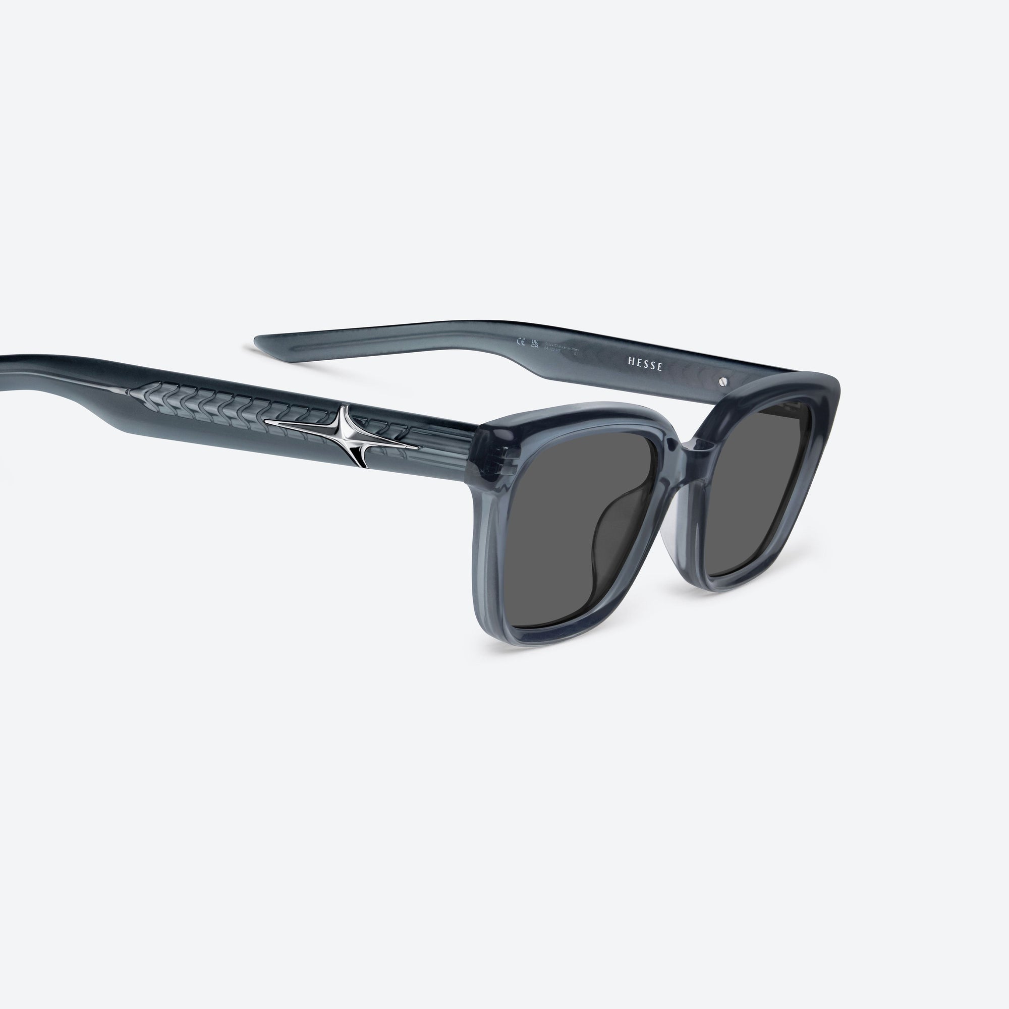 45-degree detailed view of Gentle Monster Hesse GC13 Gray Acetate framed Square sunglasses.