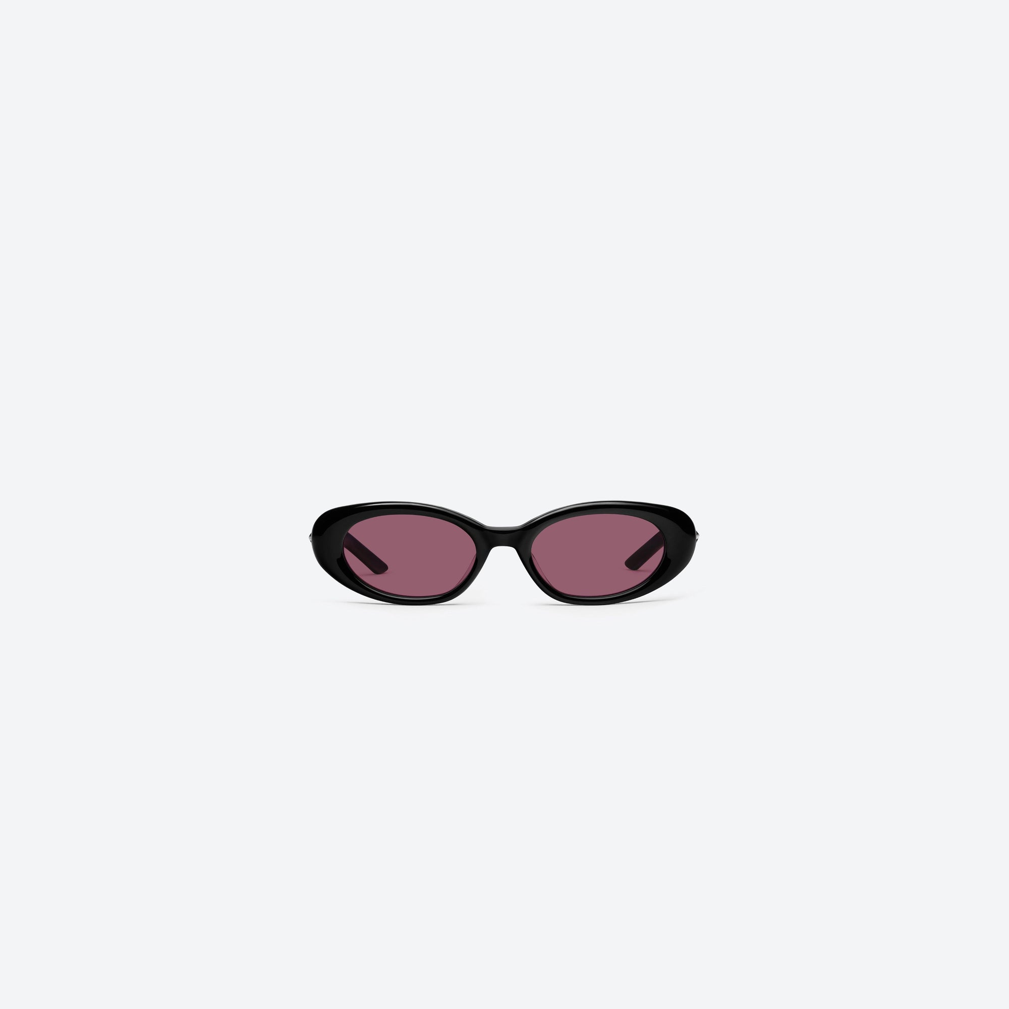 A front view of Gentle Monster Loco 01(R) Black Acetate framed Oval sunglasses.