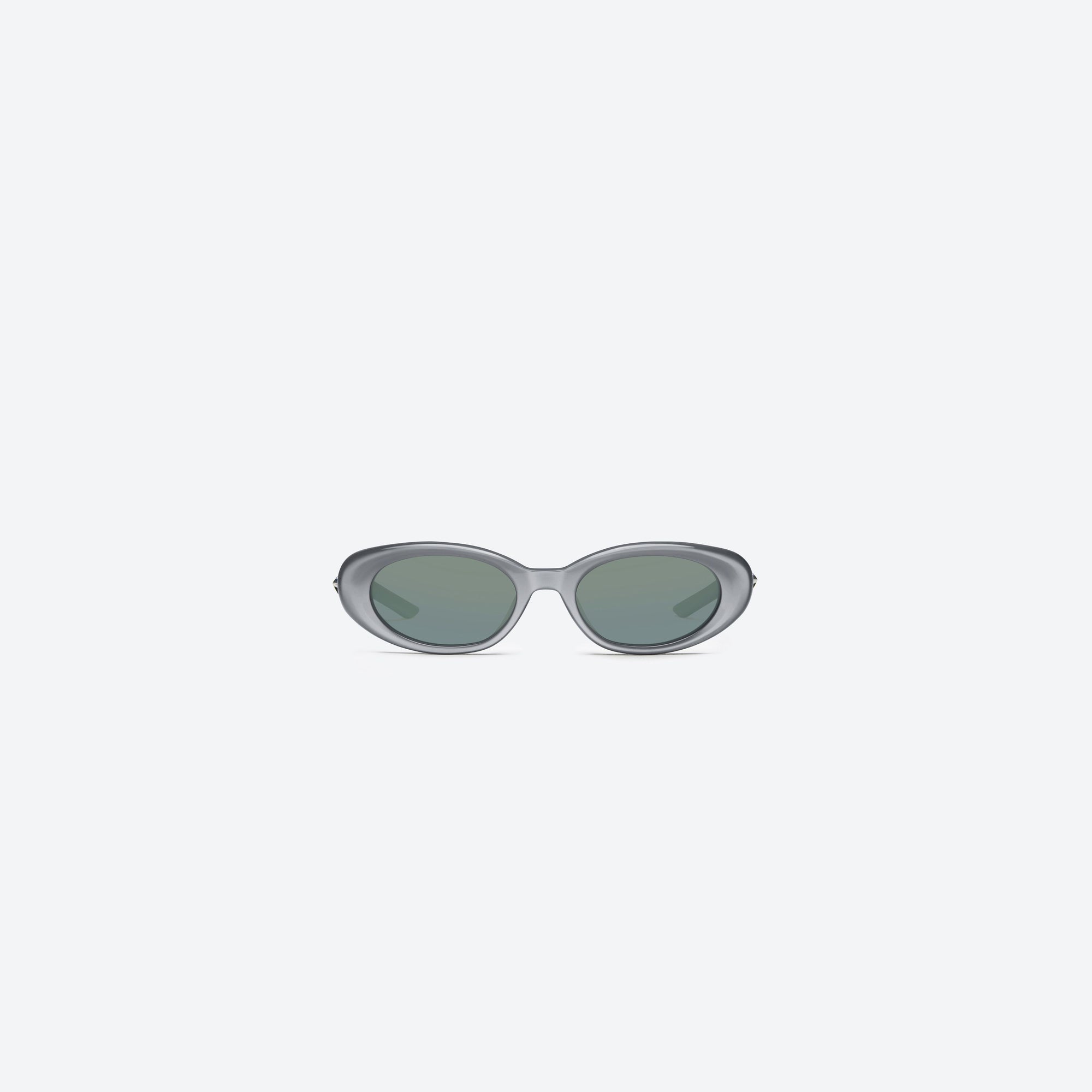A front view of Gentle Monster Loco G13 Gray Acetate framed Oval sunglasses.