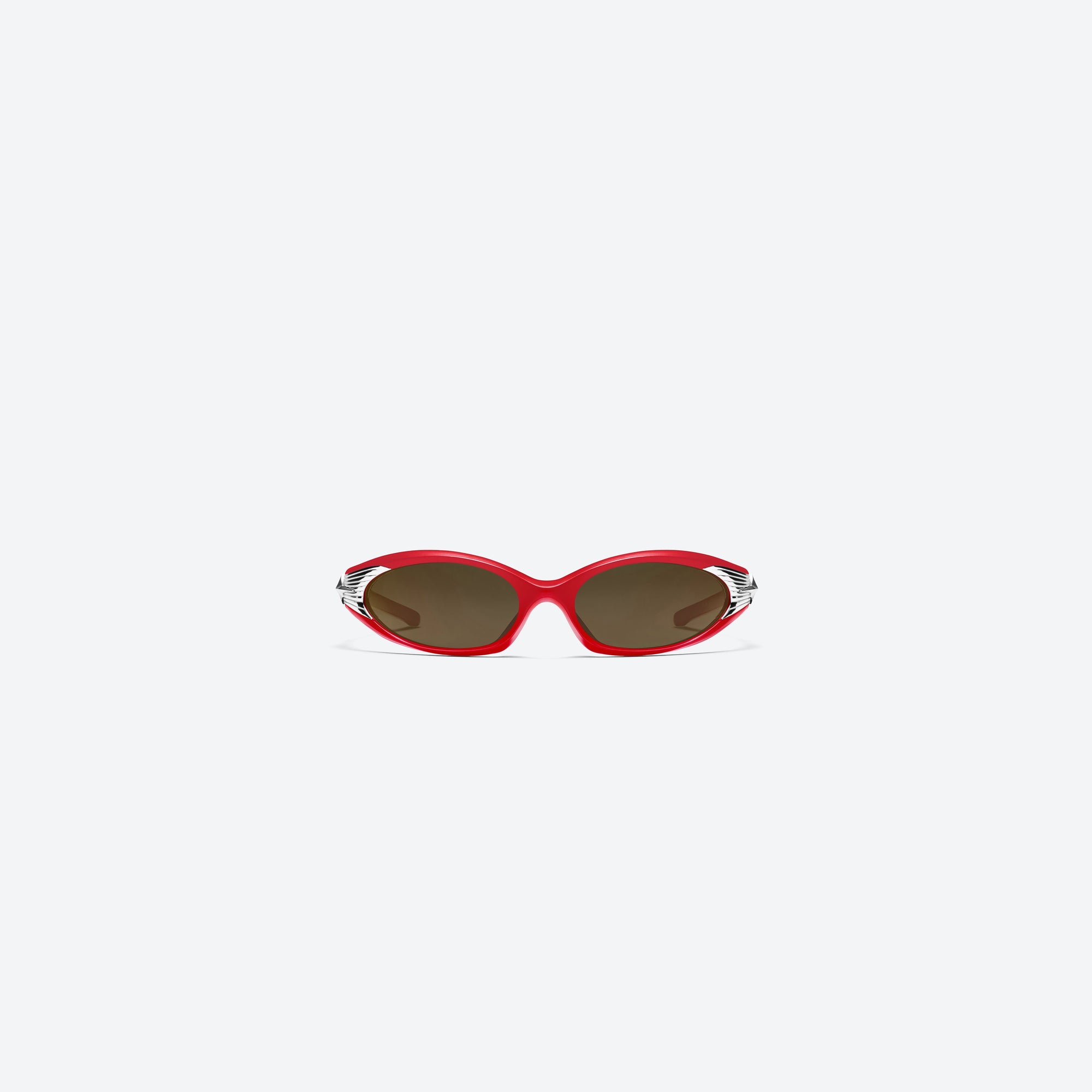 A front view of Gentle Monster M87 R6 Red Nylon framed Wraparound sunglasses.