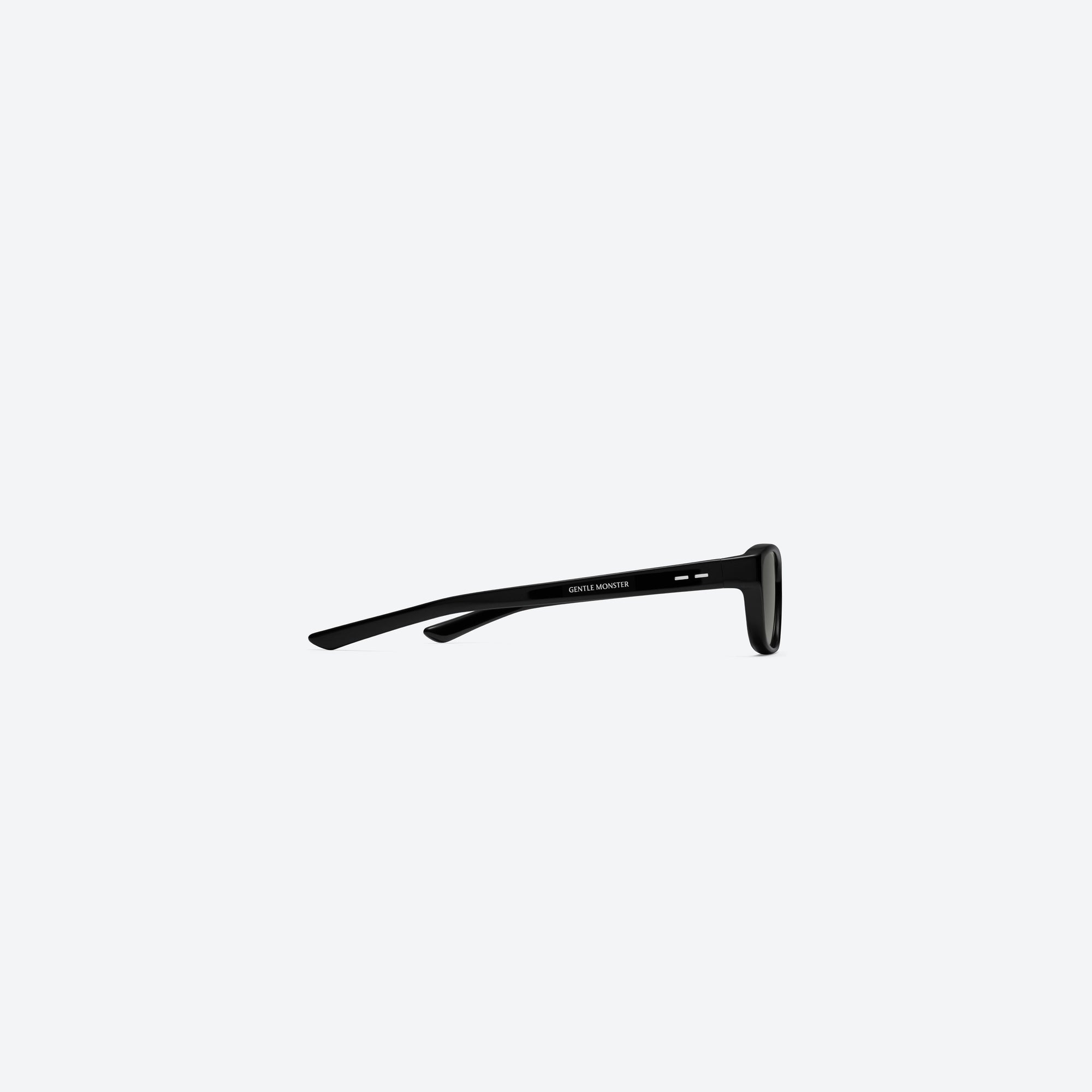A detailed right view of Gentle Monster Vety 01 Black Acetate framed Square sunglasses.
