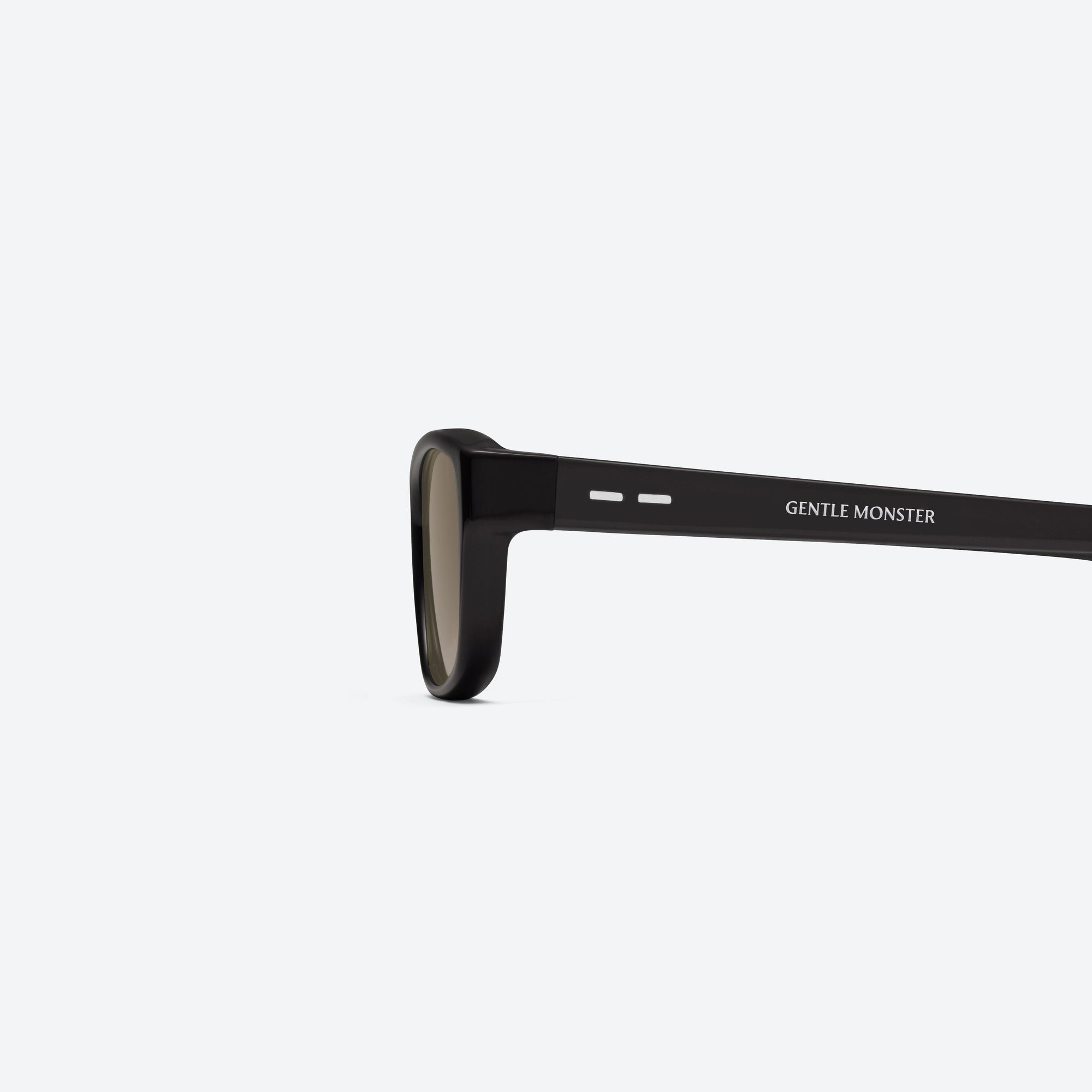 A detailed left view of Gentle Monster Vety G18 Gray Acetate framed Square sunglasses.