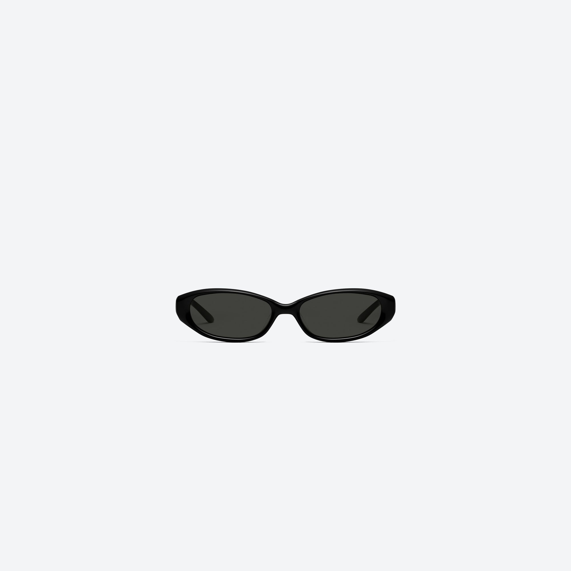 A front view of Gentle Monster Monica 01 Black Acetate framed Cat-eye sunglasses.