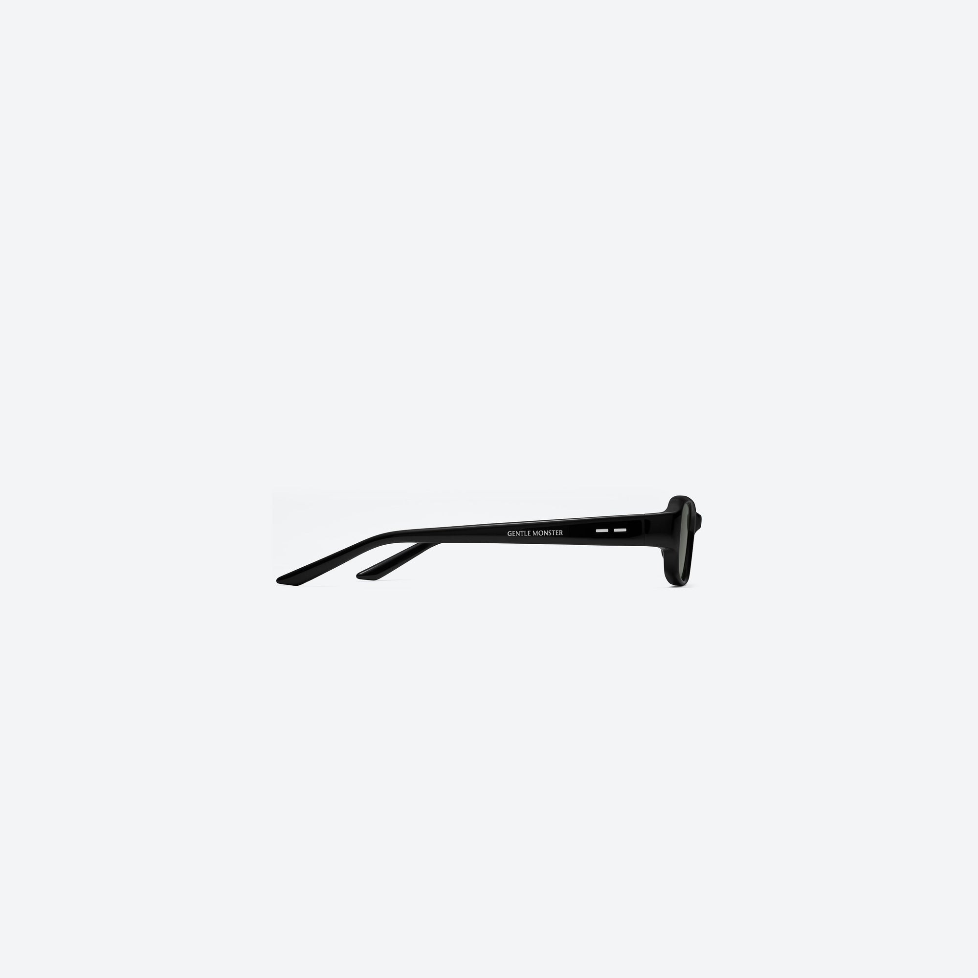 A detailed right view of Gentle Monster Halo 01 Black Acetate framed Square sunglasses.