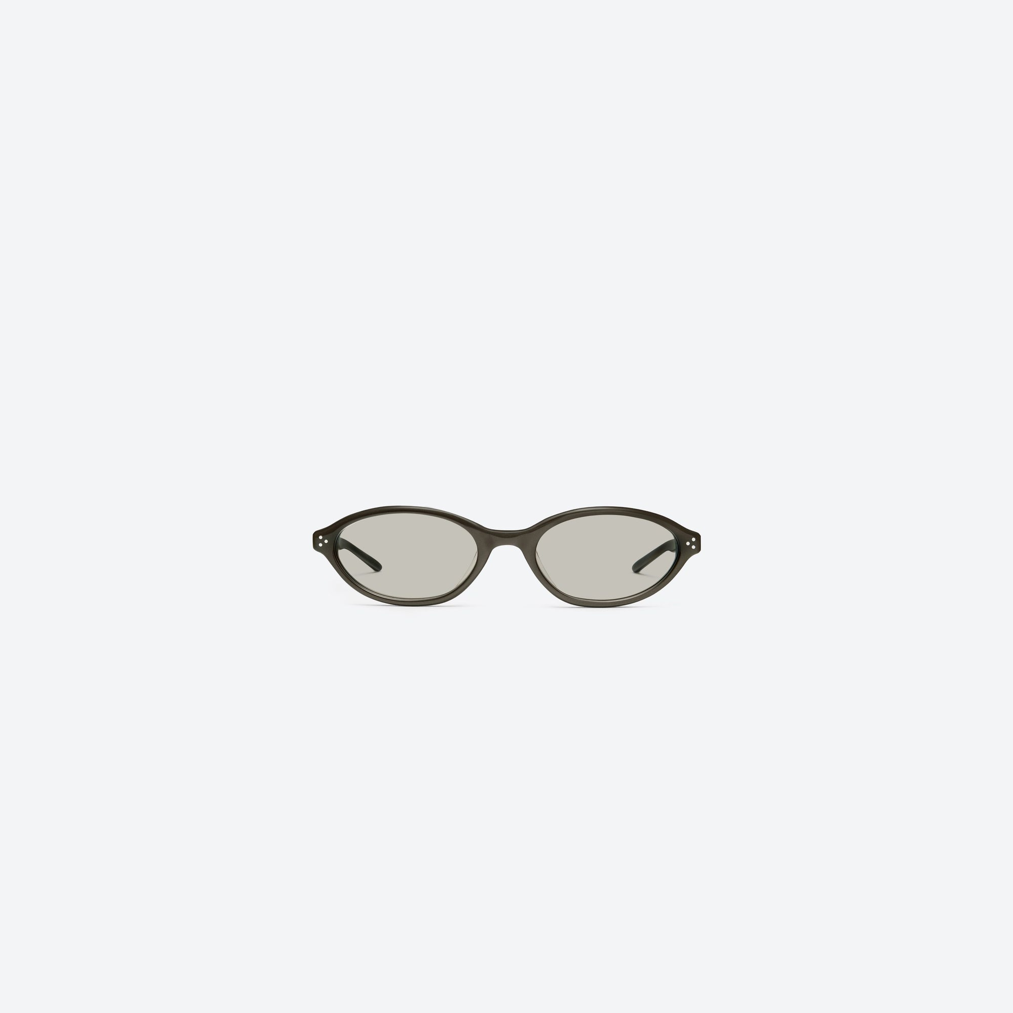A front view of Gentle Monster La Cha BR4 Brown Acetate framed Round sunglasses.