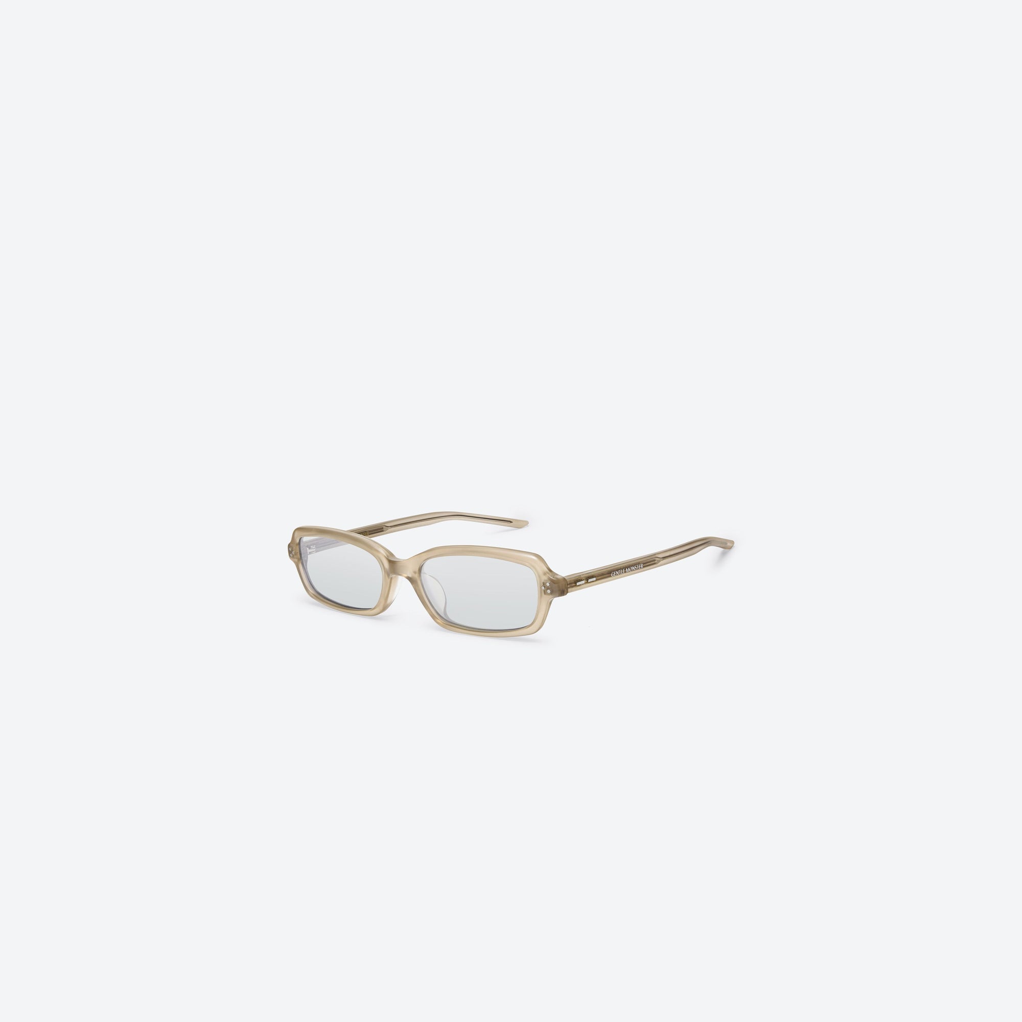 45-degree view of Gentle Monster Panini BRC5 Brown Acetate framed Square sunglasses.