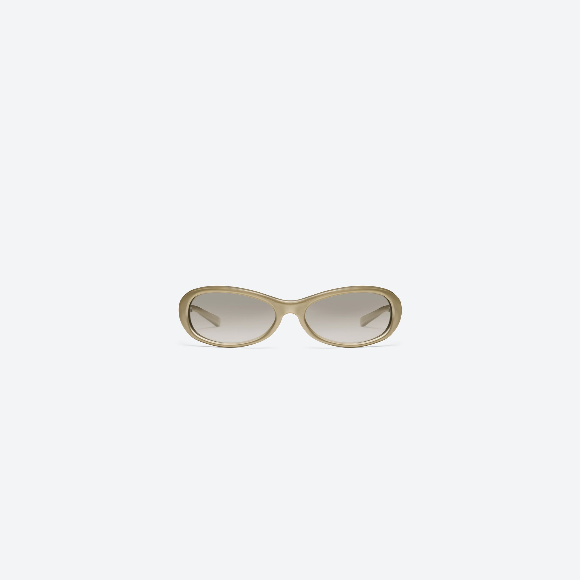 A front view of Gentle Monster Groovy GDC2 Gold Acetate framed Wraparound sunglasses.
