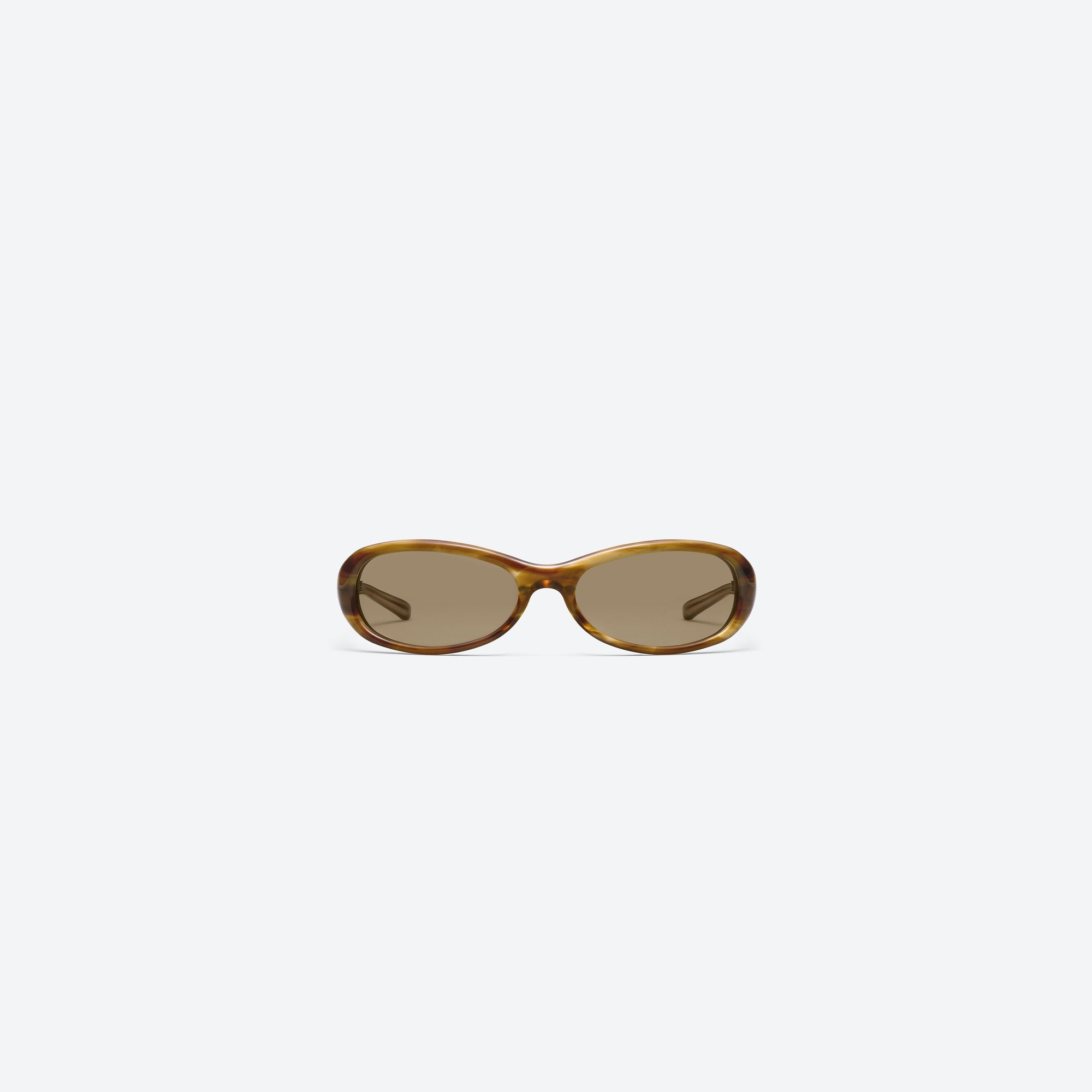 A front view of Gentle Monster Groovy T8 Tortoise Acetate framed Wraparound sunglasses.