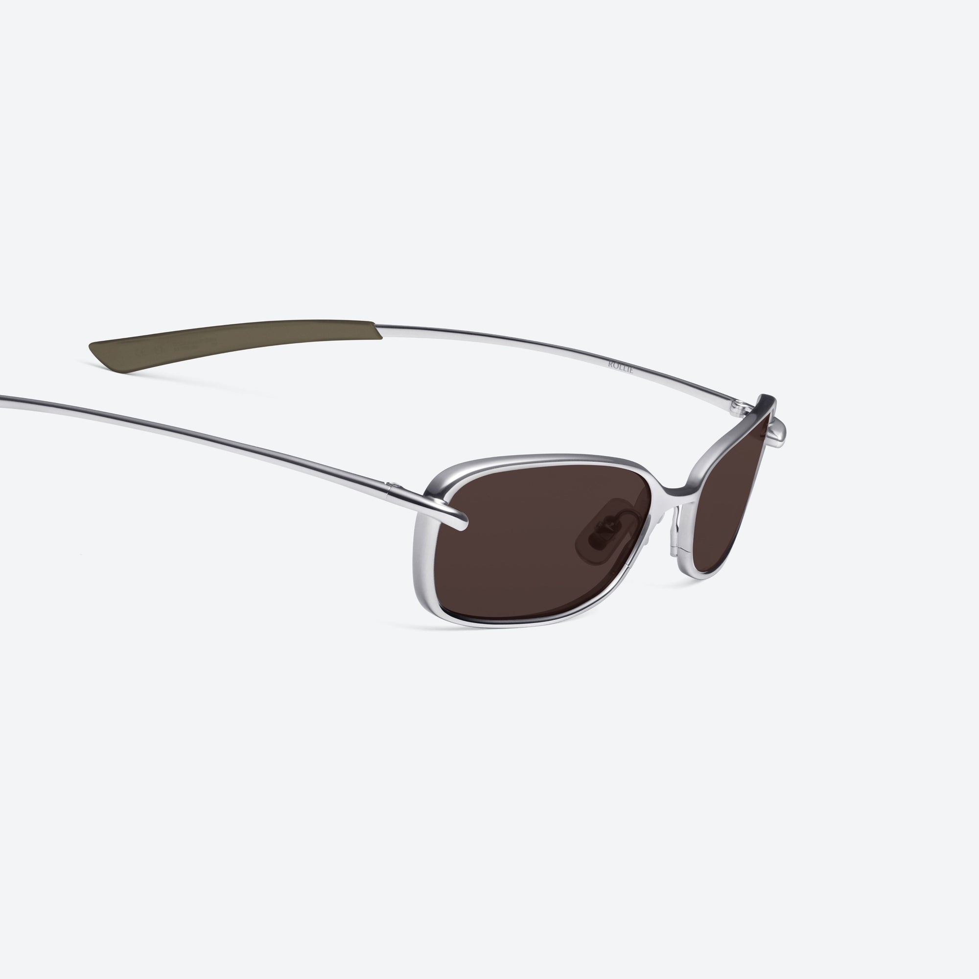 45-degree detailed view of Gentle Monster Rollie 02(BR) Similar Silver Metal framed Square sunglasses.