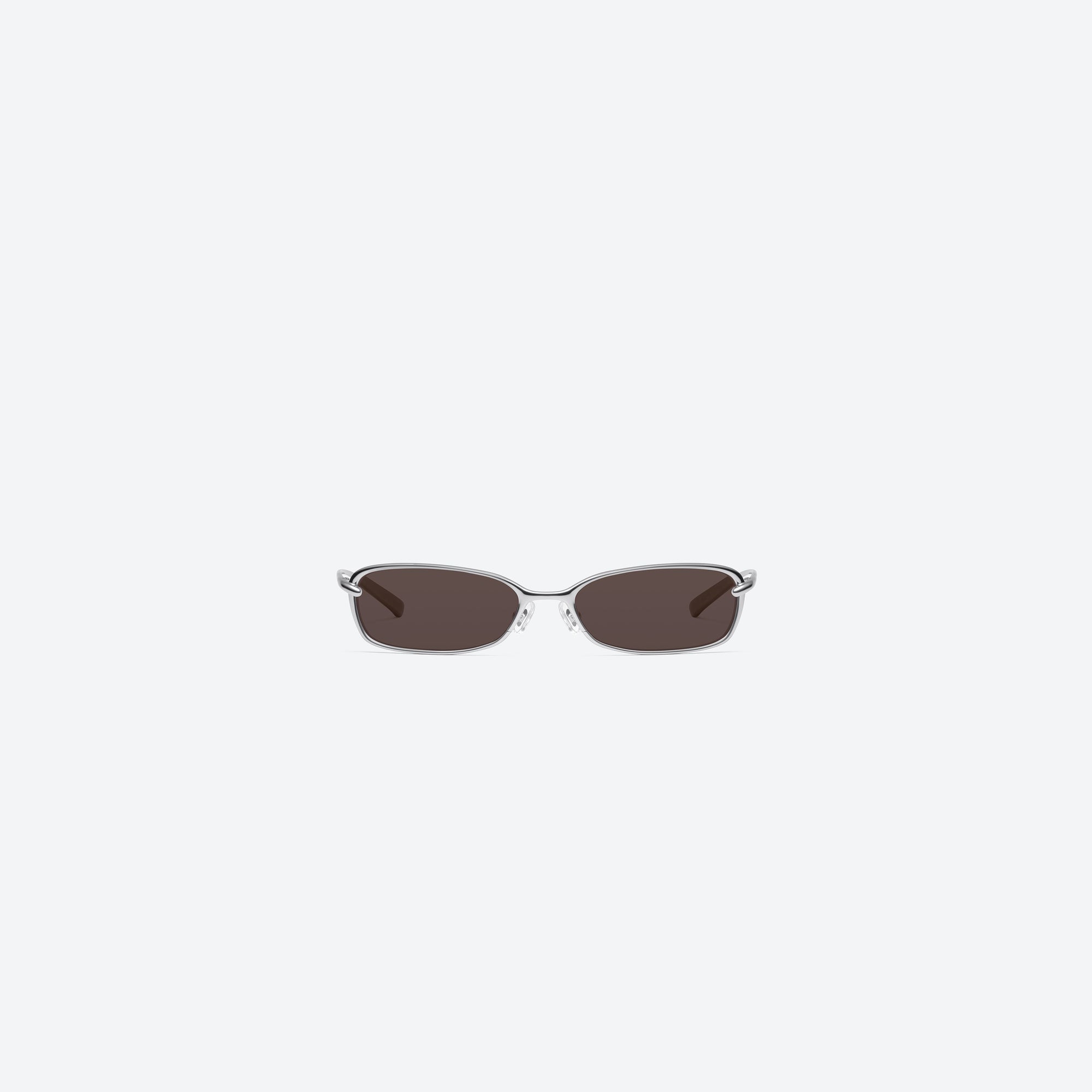 A front view of Gentle Monster Rollie 02(BR) Similar Silver Metal framed Square sunglasses.