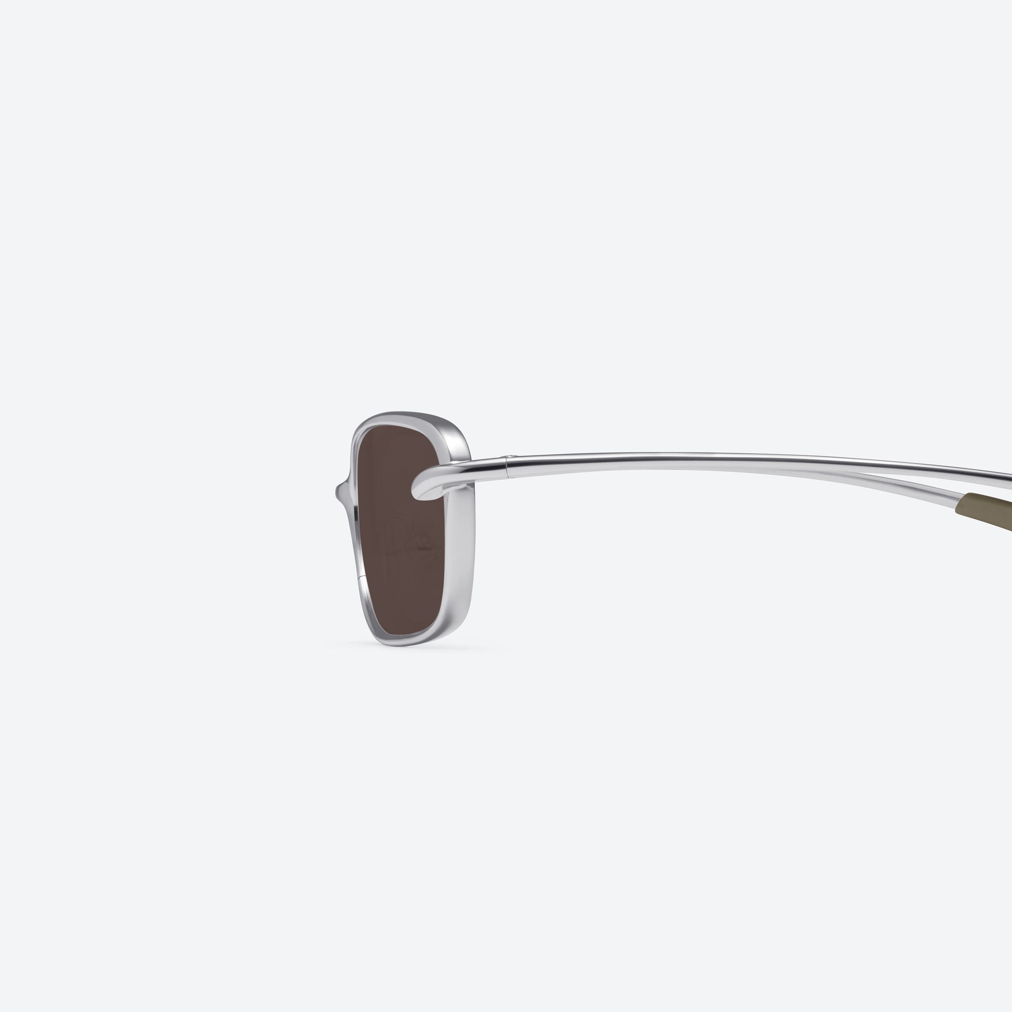 A detailed left view of Gentle Monster Rollie 02(BR) Similar Silver Metal framed Square sunglasses.