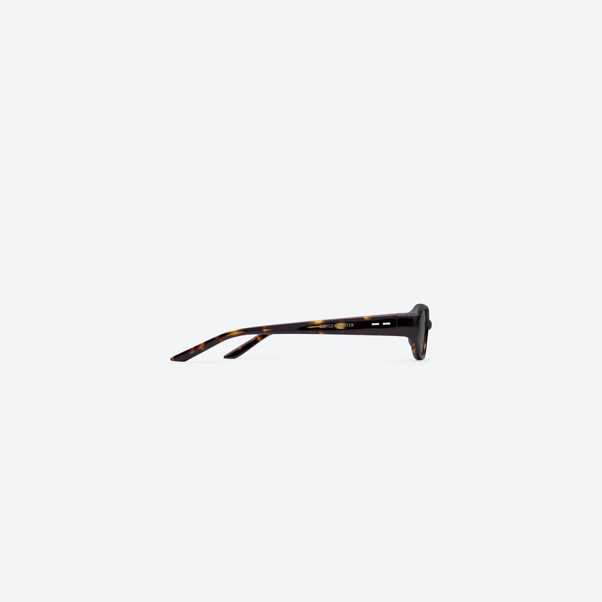 A detailed right view of Gentle Monster Monica T9 Tortoise Acetate framed Cat-eye sunglasses.