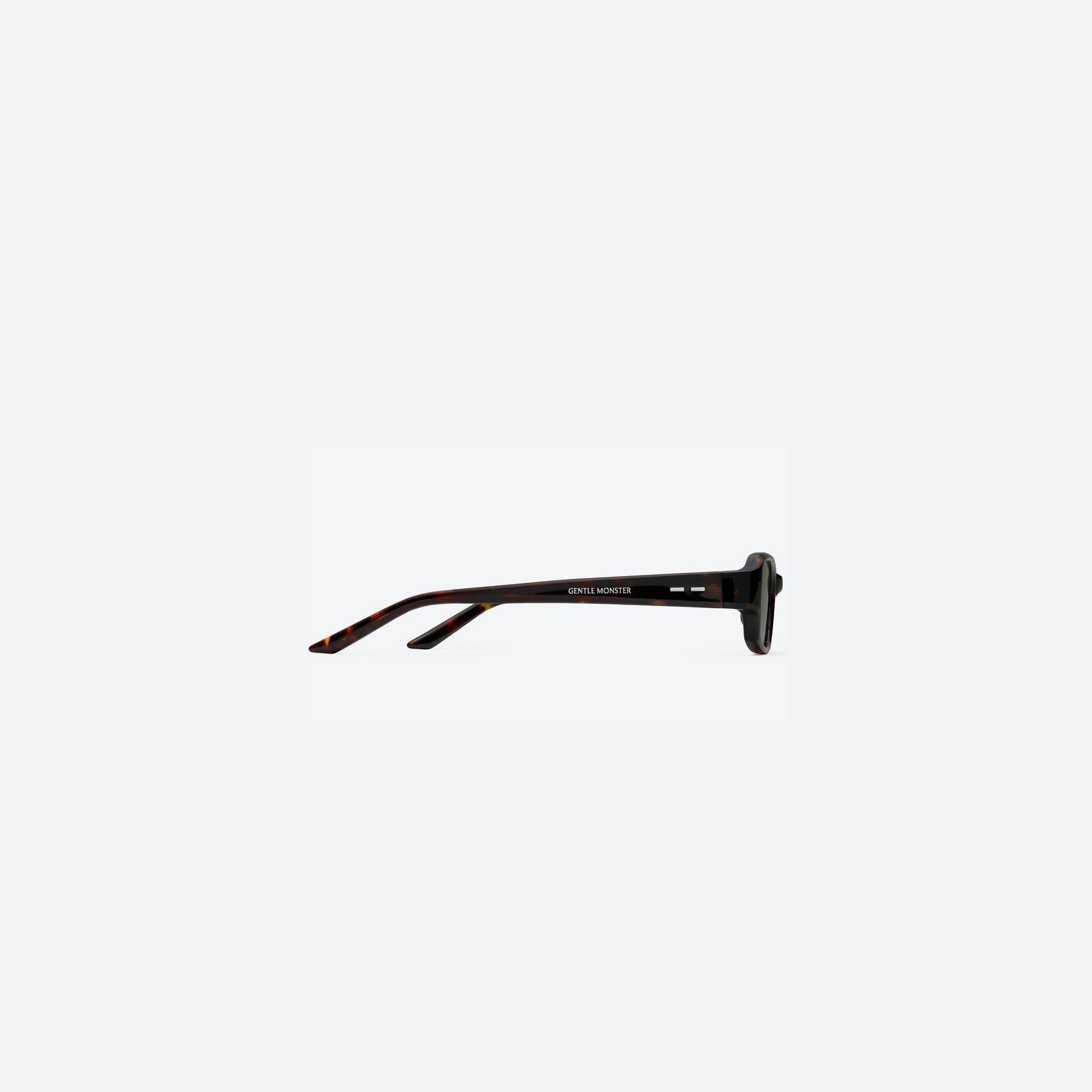 A detailed right view of Gentle Monster Halo T1 Tortoise Acetate framed Square sunglasses.