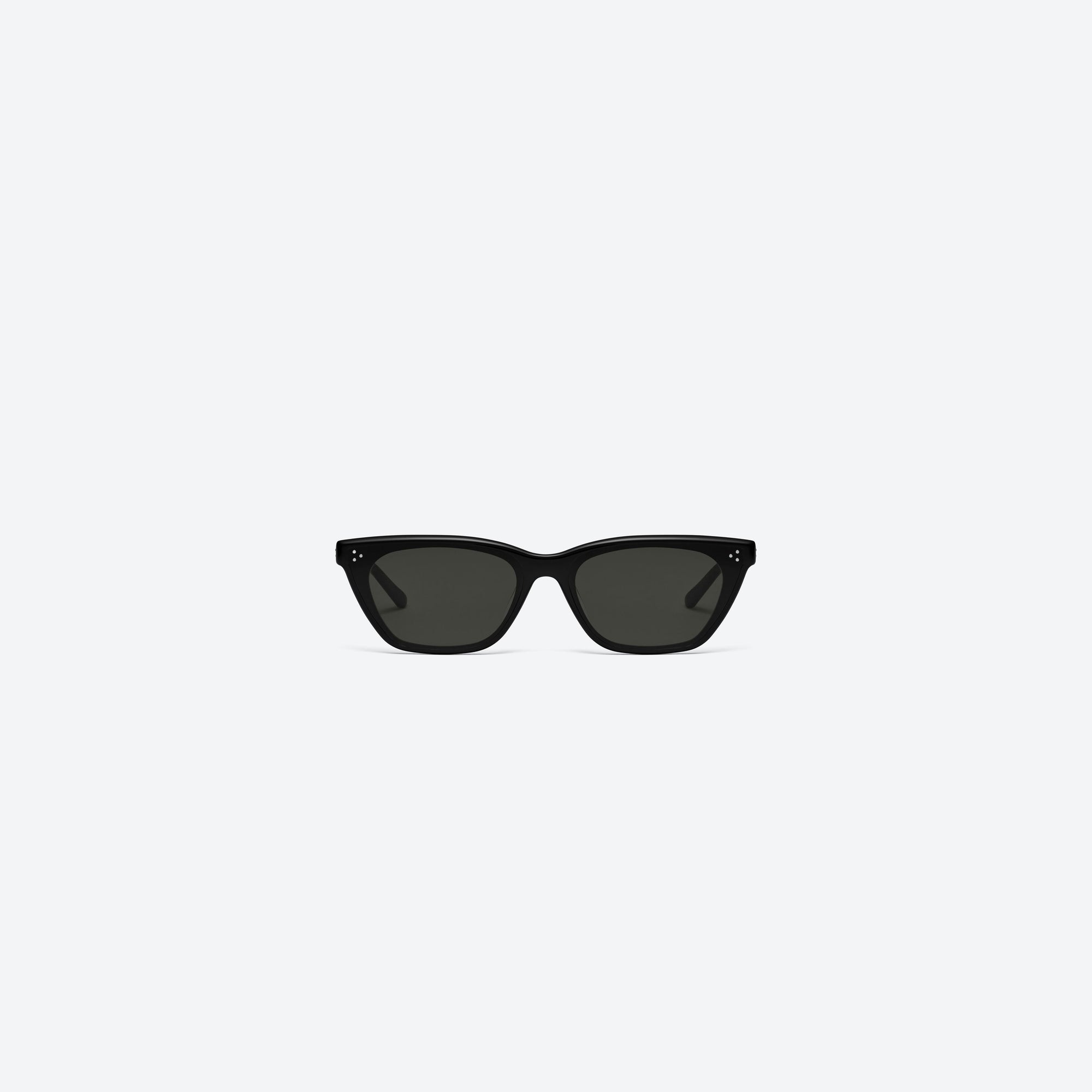 A front view of Gentle Monster Dodo 01 Black Acetate framed Cat-eye sunglasses.