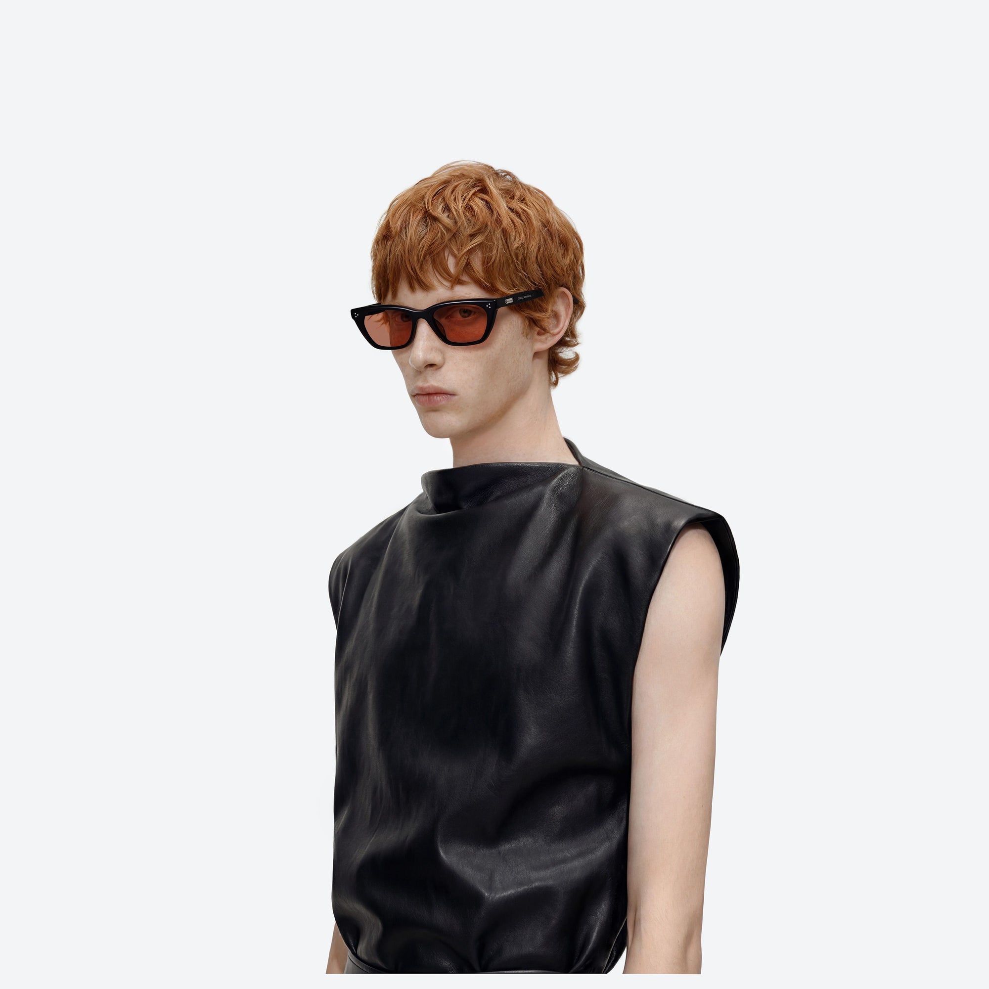 Model wearing the Dodo 01(RM) Black Acetate framed Cat-eye sunglasses.