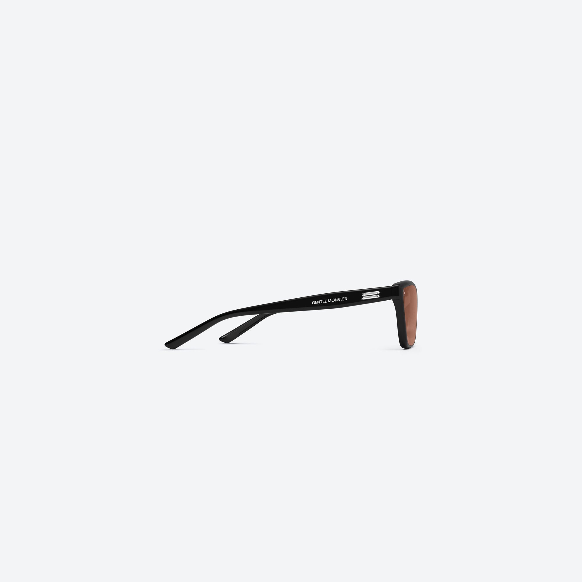 A detailed right view of Gentle Monster Dodo 01(RM) Black Acetate framed Cat-eye sunglasses.