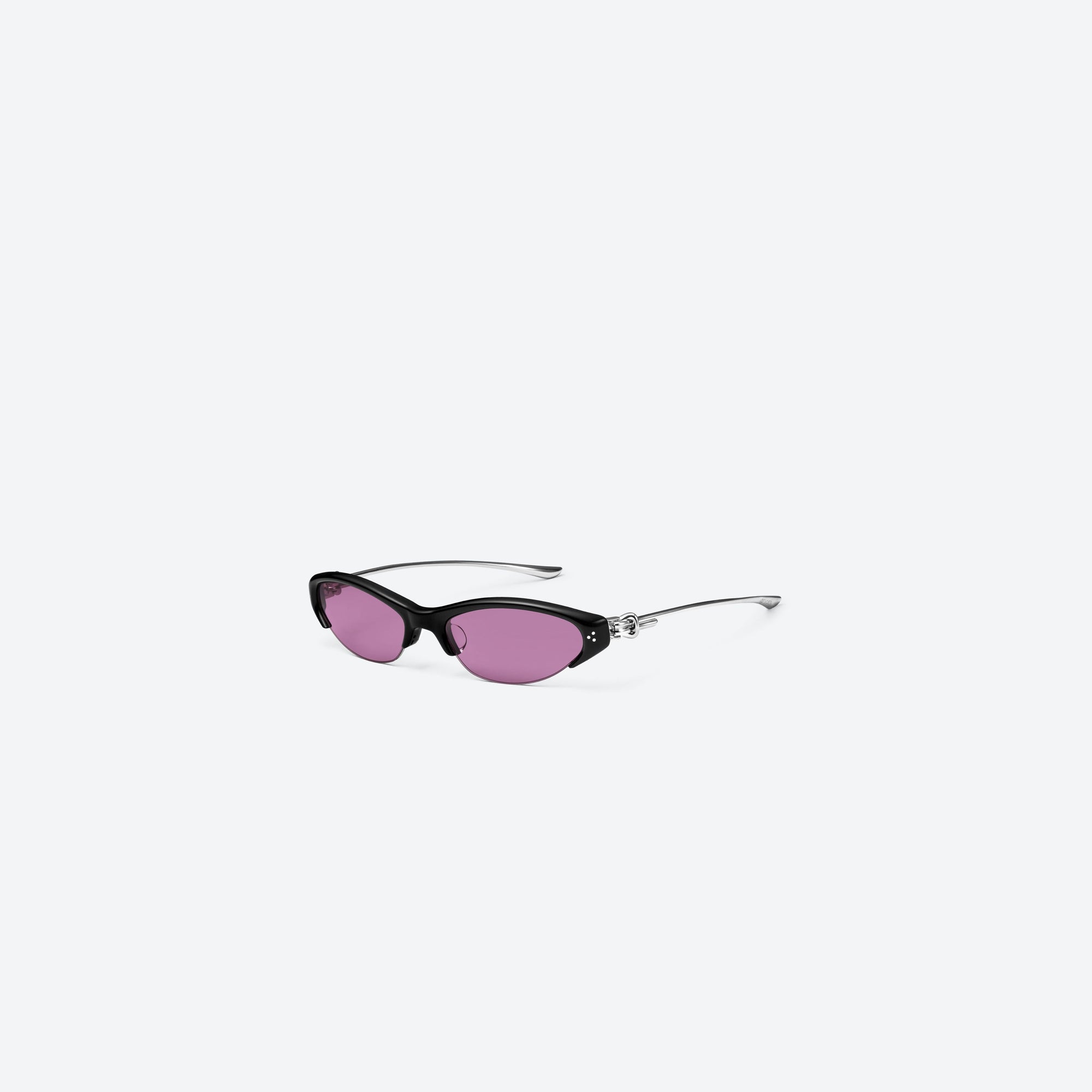 45-degree view of Gentle Monster Tweed 01(V) Black Mixed framed Cat-eye sunglasses.