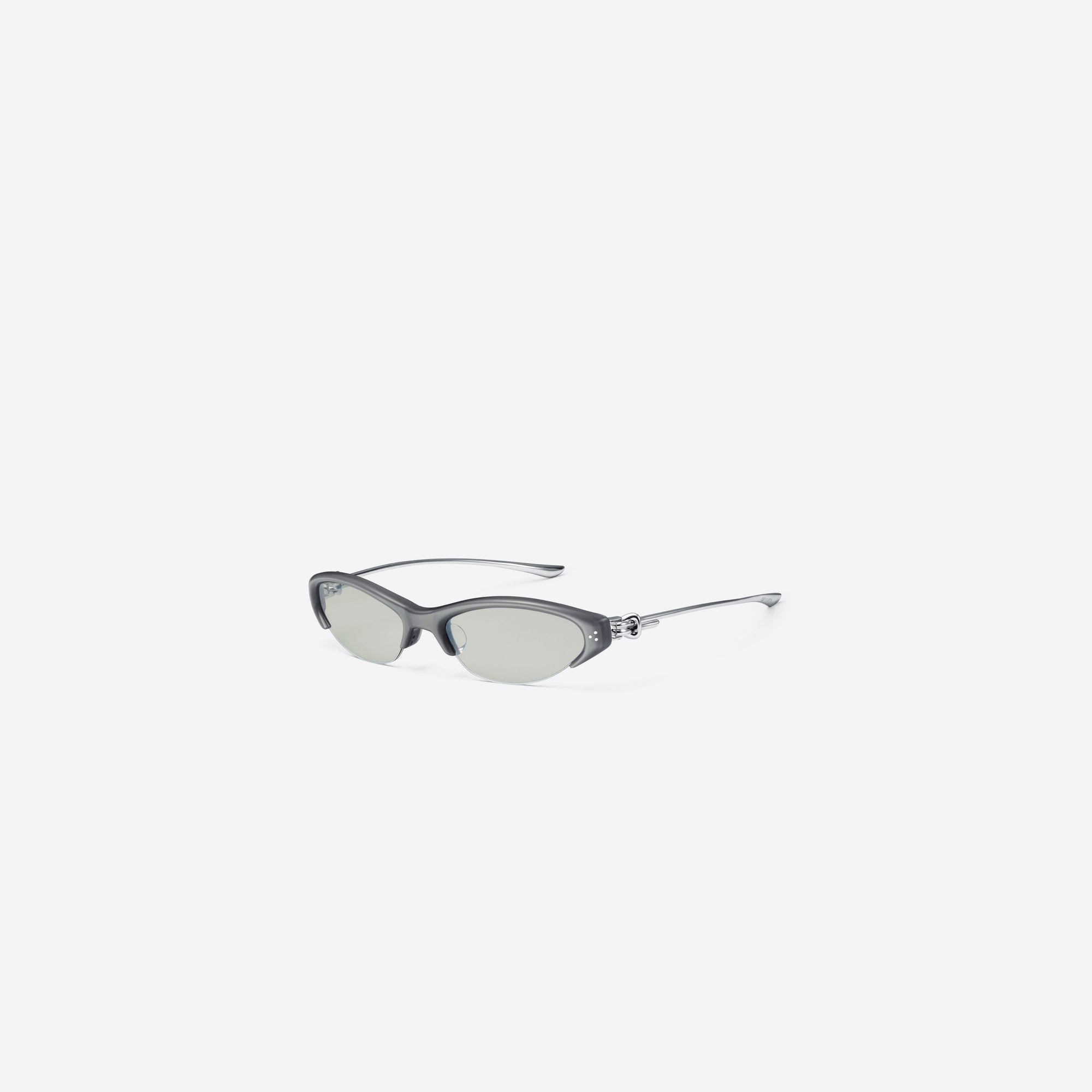 45-degree view of Gentle Monster Tweed G13 Gray Mixed framed Cat-eye sunglasses.