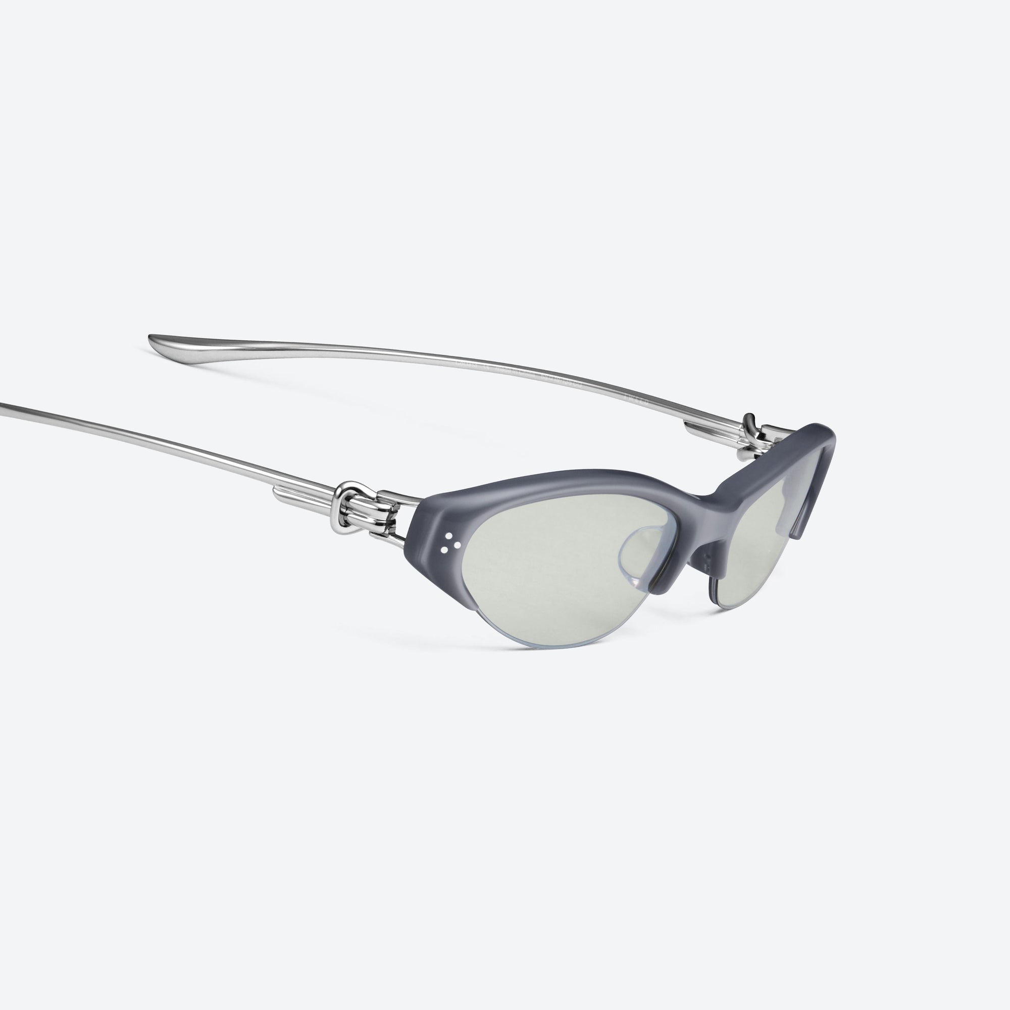 45-degree detailed view of Gentle Monster Tweed G13 Gray Mixed framed Cat-eye sunglasses.
