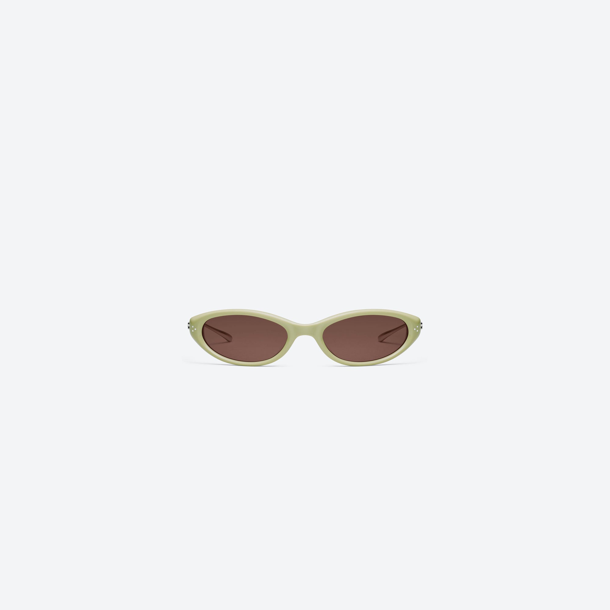 A front view of Gentle Monster Crepe GR9 Green Mixed framed Cat-eye sunglasses.